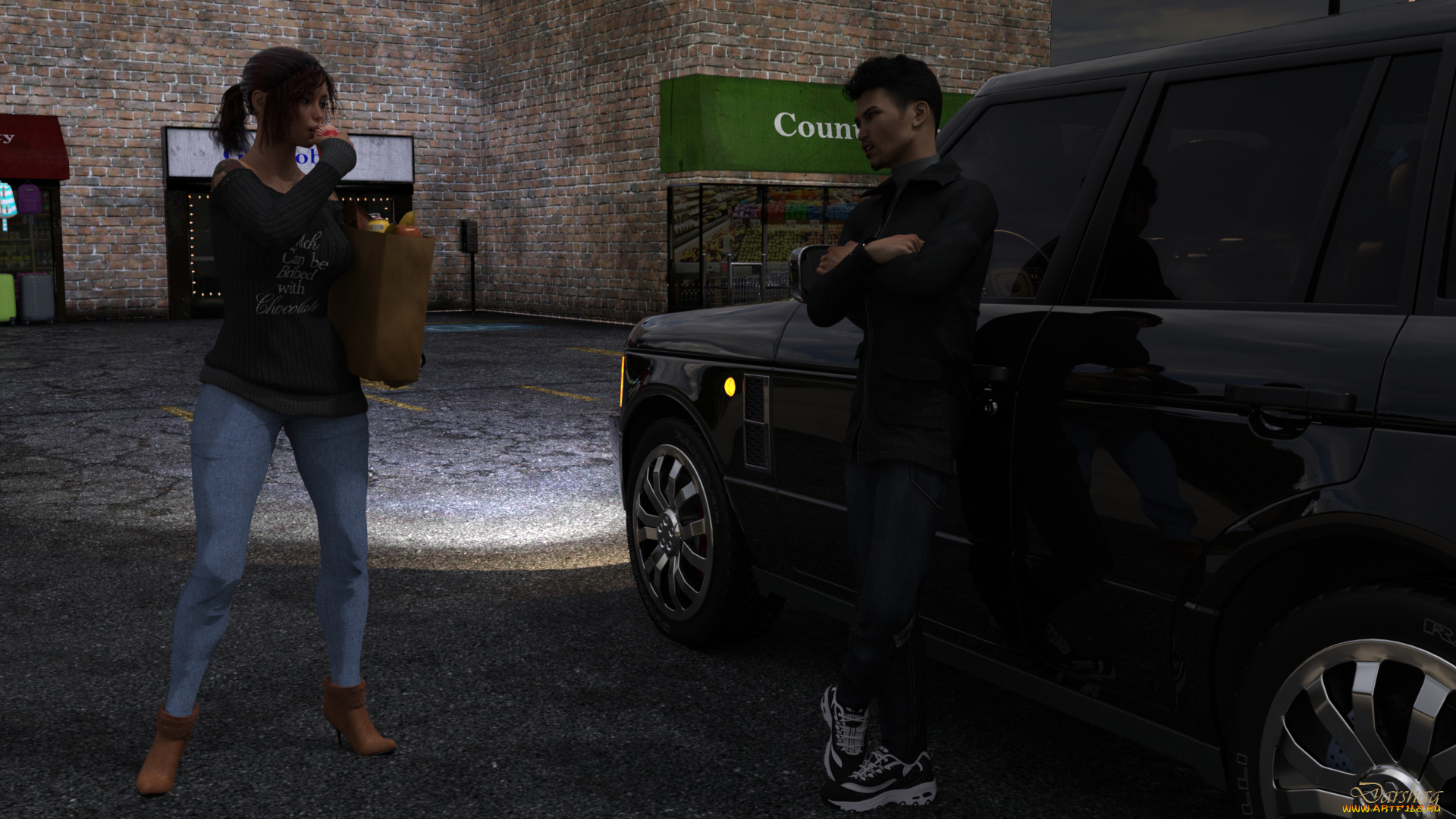 3д, графика, люди-авто, мото, , people-, car, , , moto, фон, взгляд, девушка