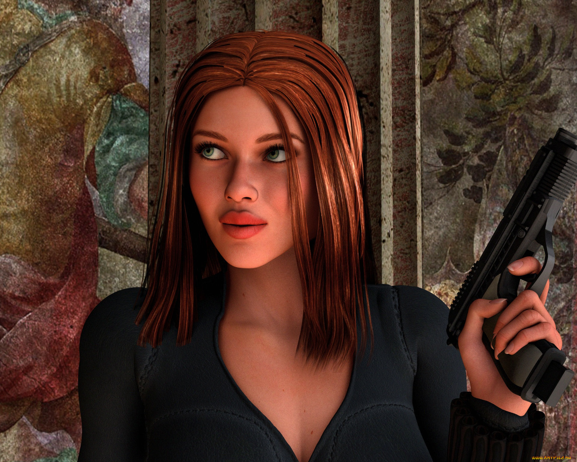 3д, графика, фантазия, , fantasy, фон, взгляд, девушка