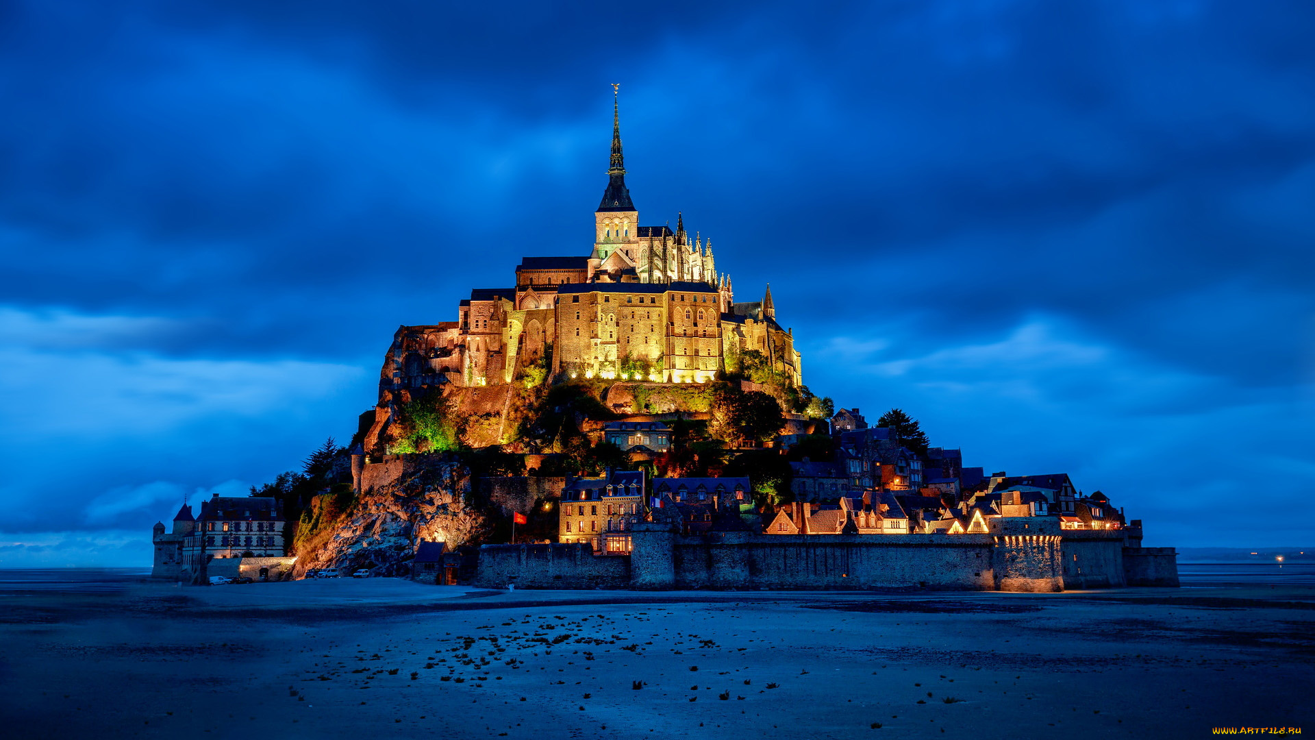 города, крепость, мон-сен-мишель, , франция, крепость