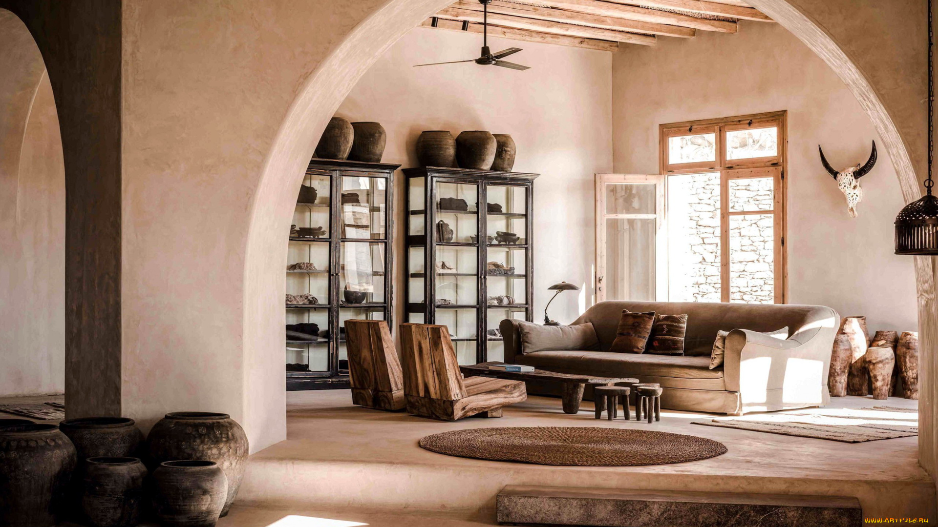 интерьер, гостиная, мягкий, уголок