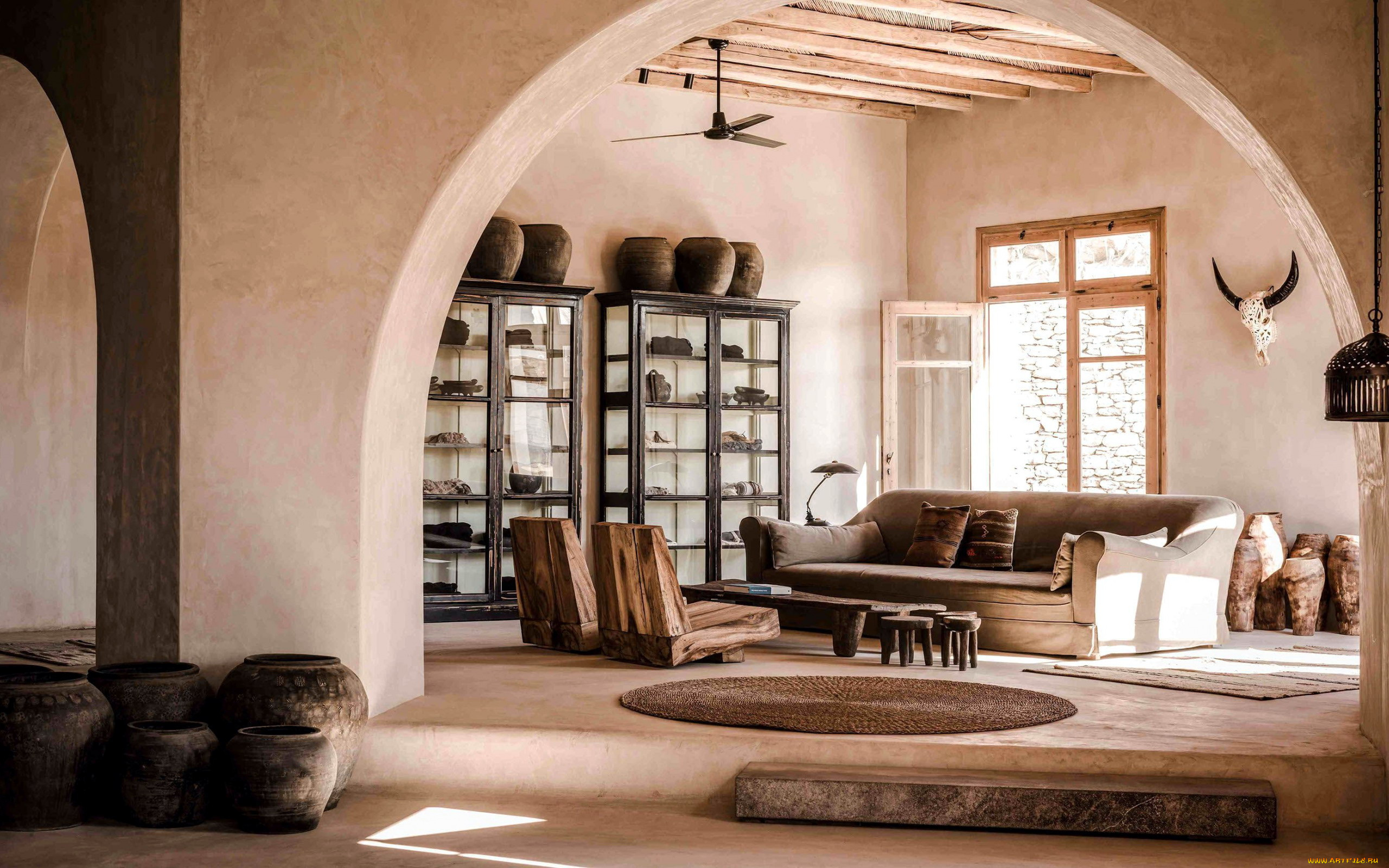 интерьер, гостиная, мягкий, уголок