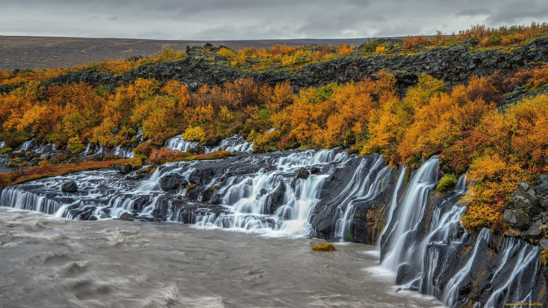hraunfossar, iceland, природа, водопады