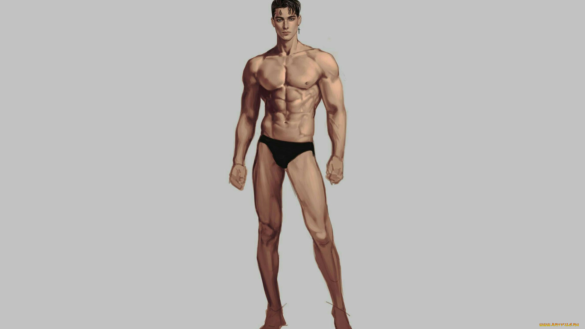 рисованное, люди, мужчина, плавки