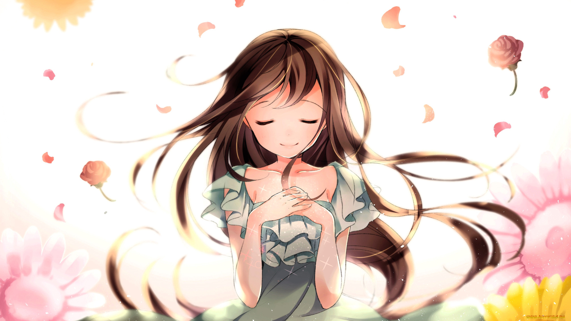 аниме, unknown, , другое, , девочка, розы