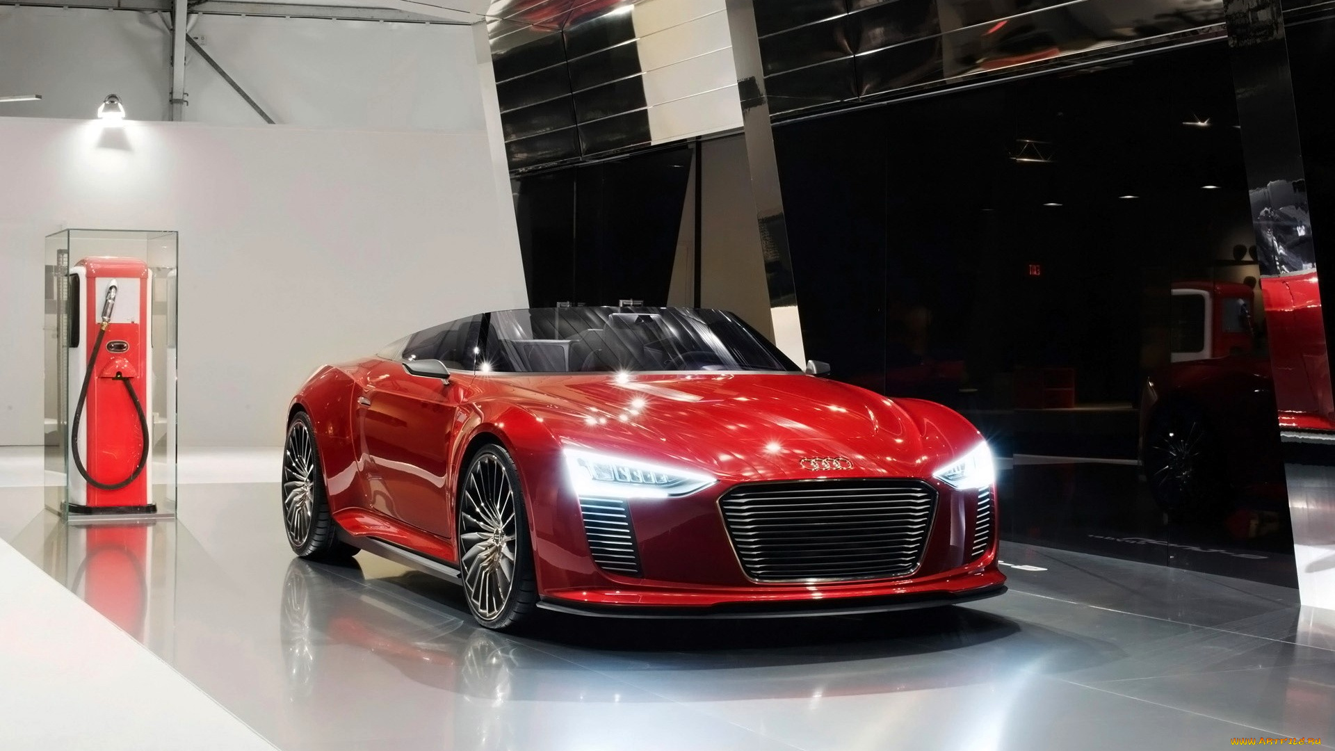 audi, e-tron, spyder, автомобили, audi, красный, заправка