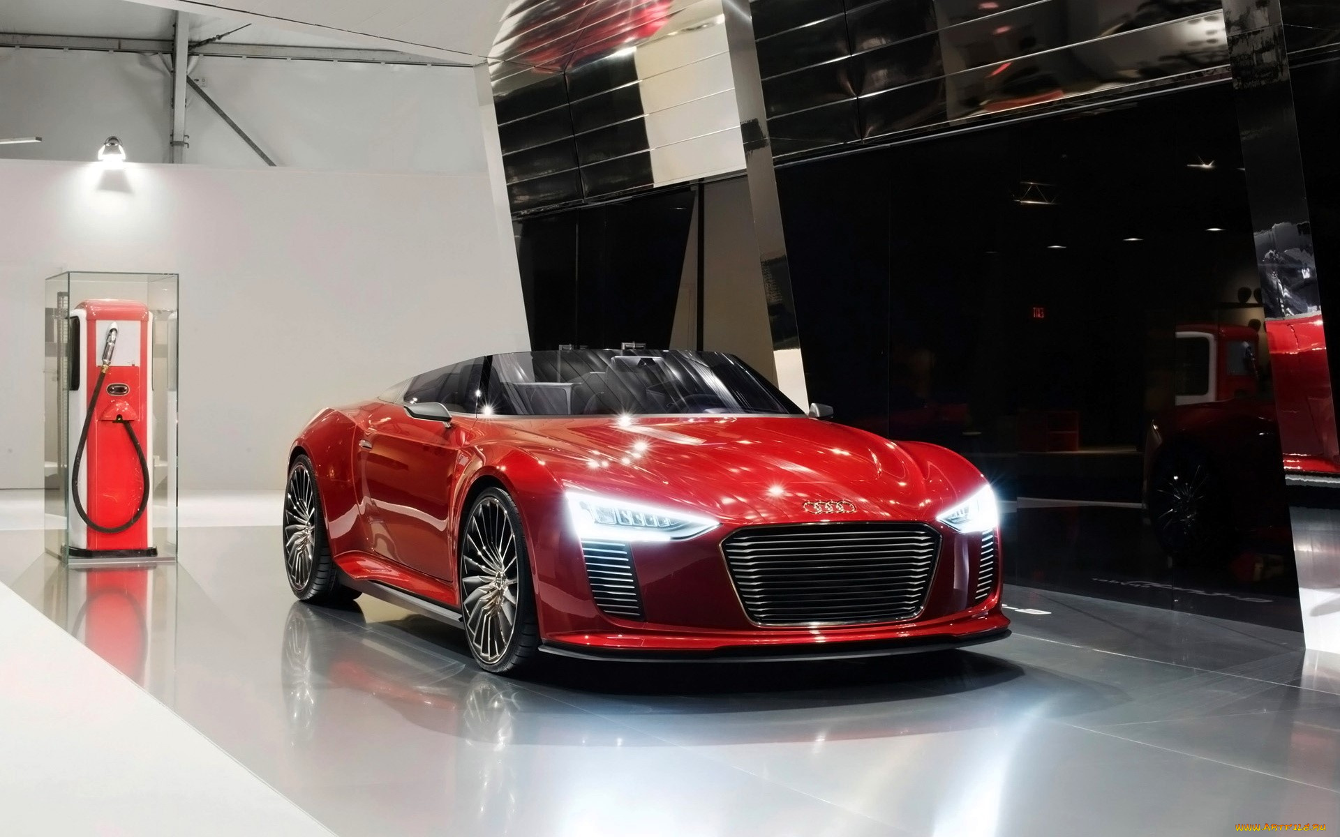 audi, e-tron, spyder, автомобили, audi, красный, заправка