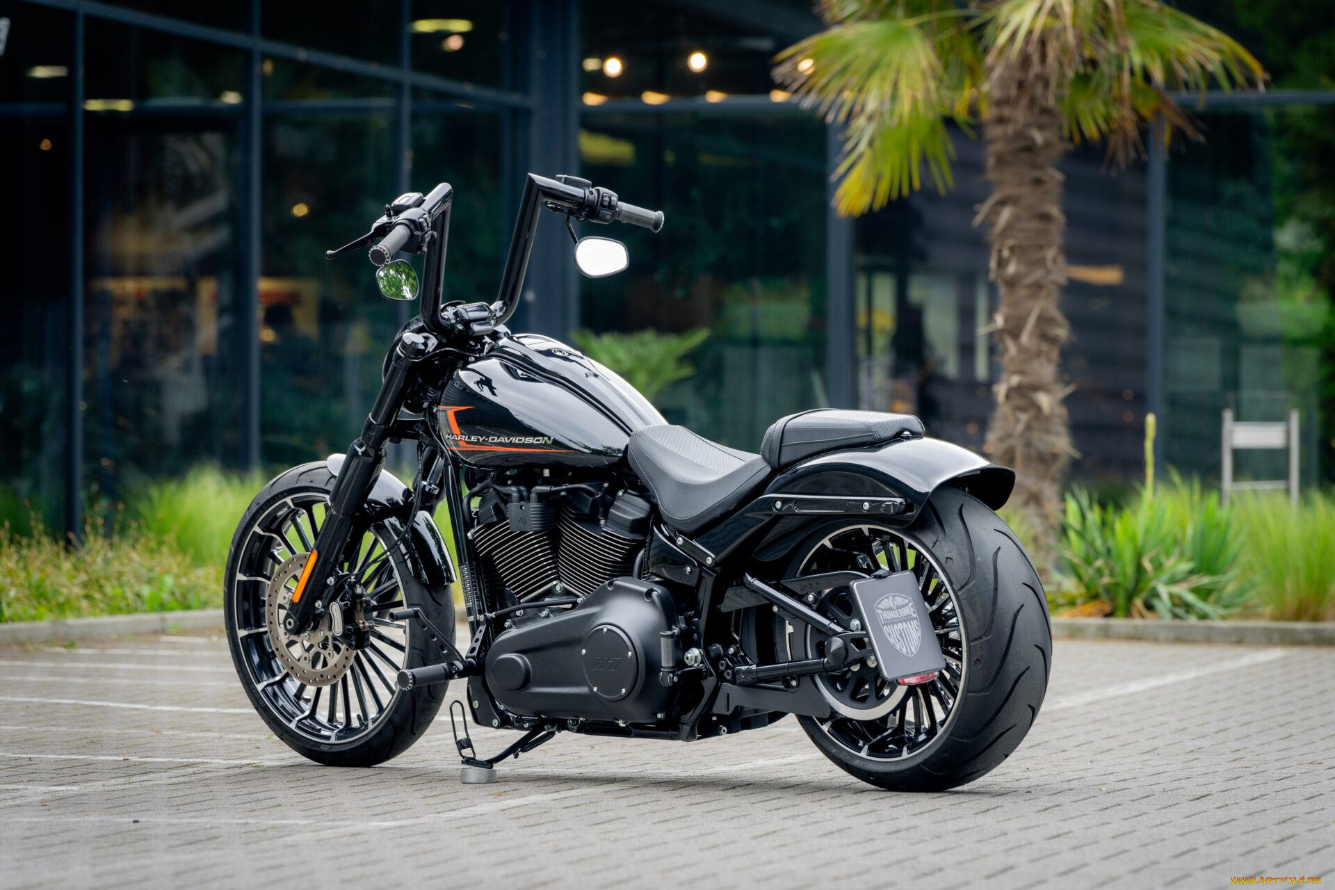 мотоциклы, harley-davidson, softail, breakout, midnight, rider, customized, custombikes