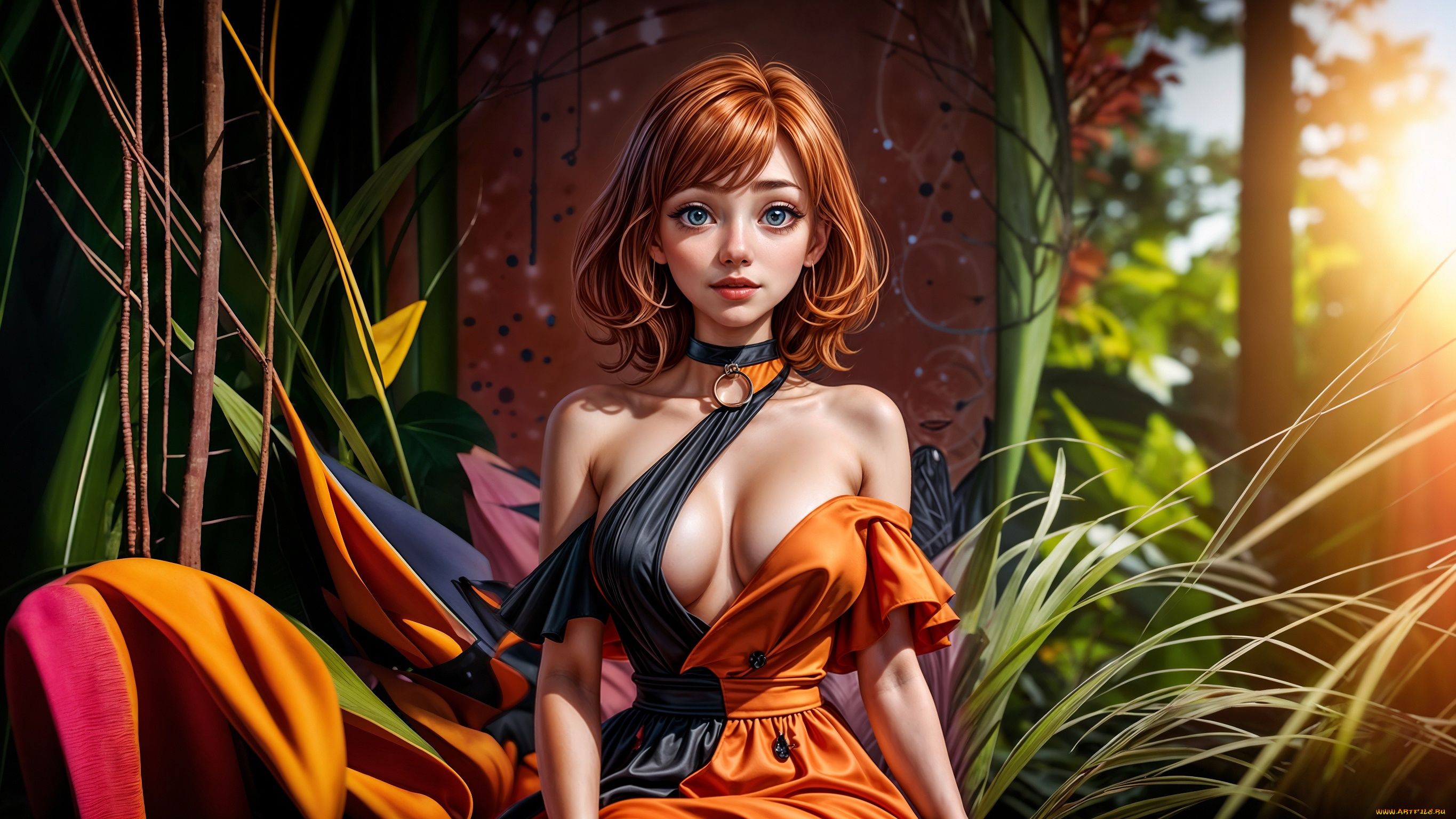 бестия, 3д, графика, люди, , people, платье, арт, красивая, сидит, бюст, девушка