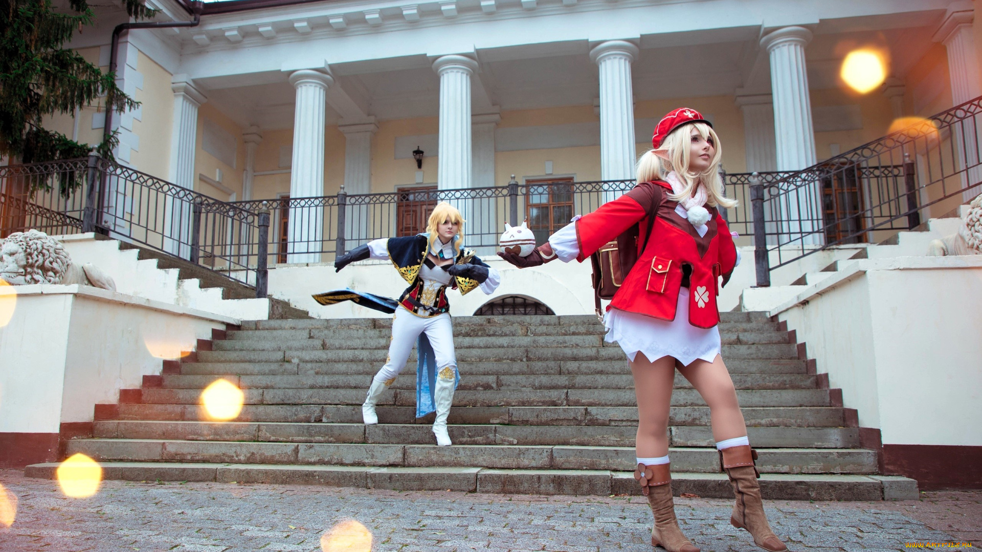 девушки, mari, aisu, образы, косплей, костюмы, наряды, здание, лестница