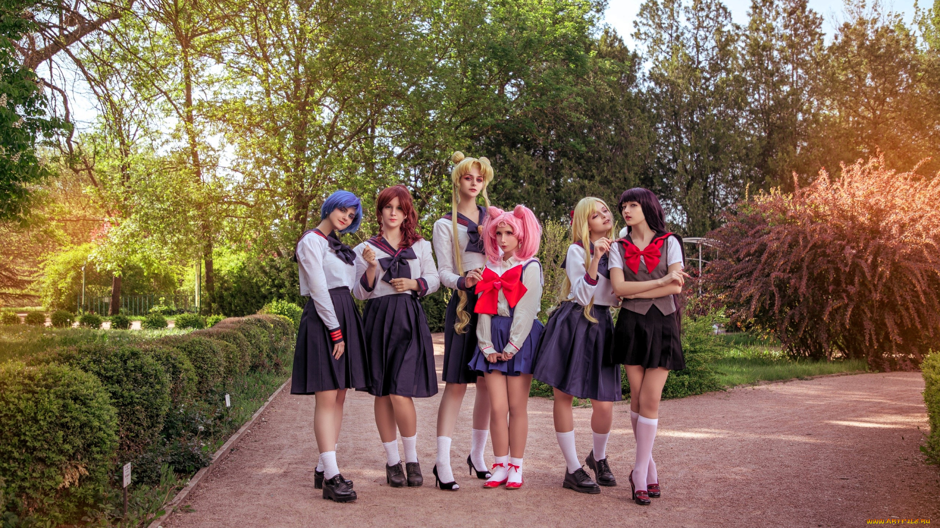 девушки, mari, aisu, образы, костюмы, косплей, подруги, форма, наряды, парк