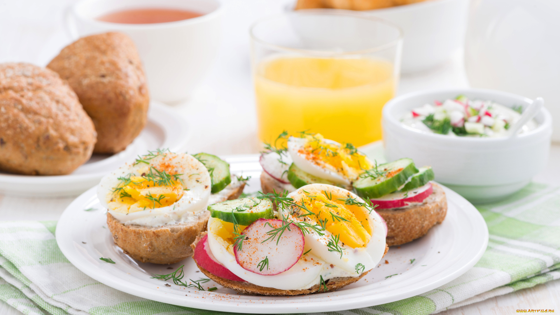 еда, яичные, блюда, тарелка, бутерброды, вареные, яйца