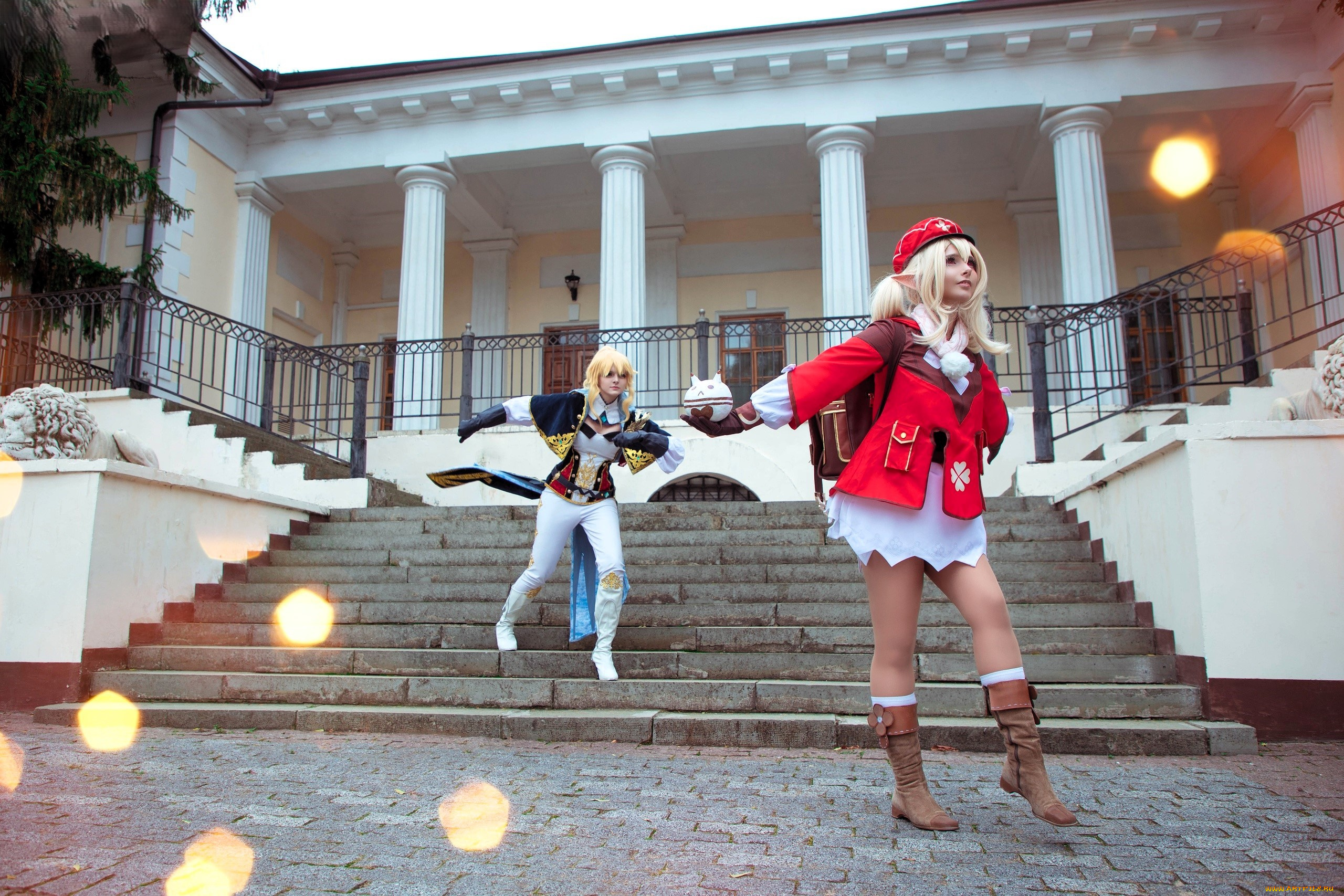 девушки, mari, aisu, образы, косплей, костюмы, наряды, здание, лестница