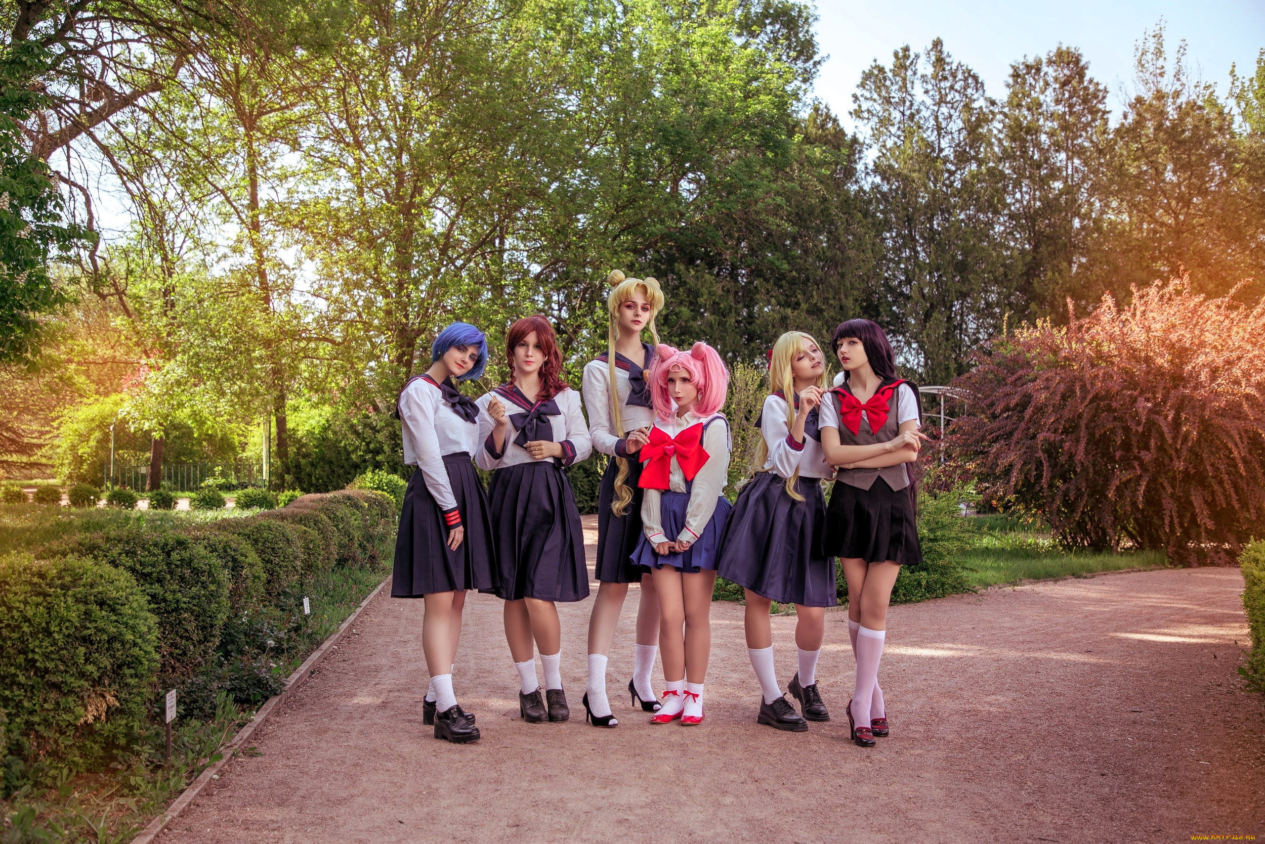 девушки, mari, aisu, образы, костюмы, косплей, подруги, форма, наряды, парк