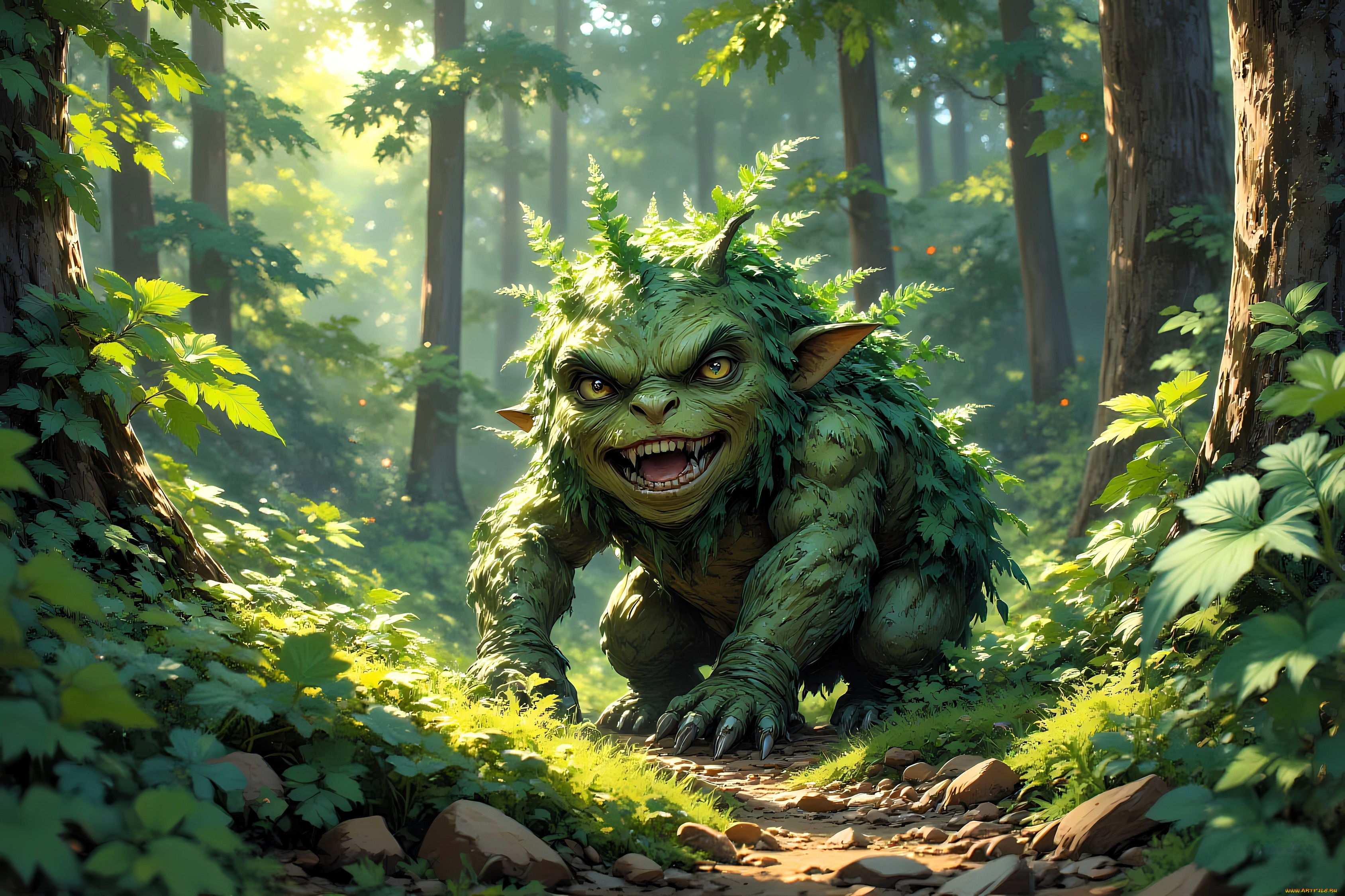 фэнтези, существа, монстр, существо, леший, лес, растения