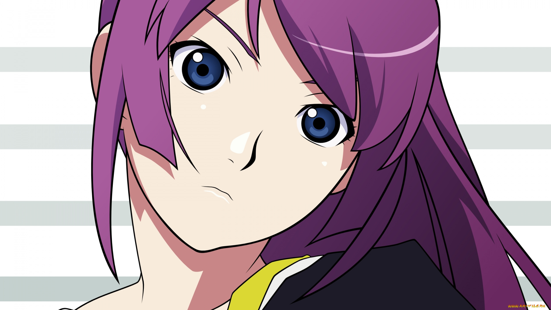 аниме, bakemonogatari, senjougahara, hitagi, девушка, лицо, глаза, взгляд