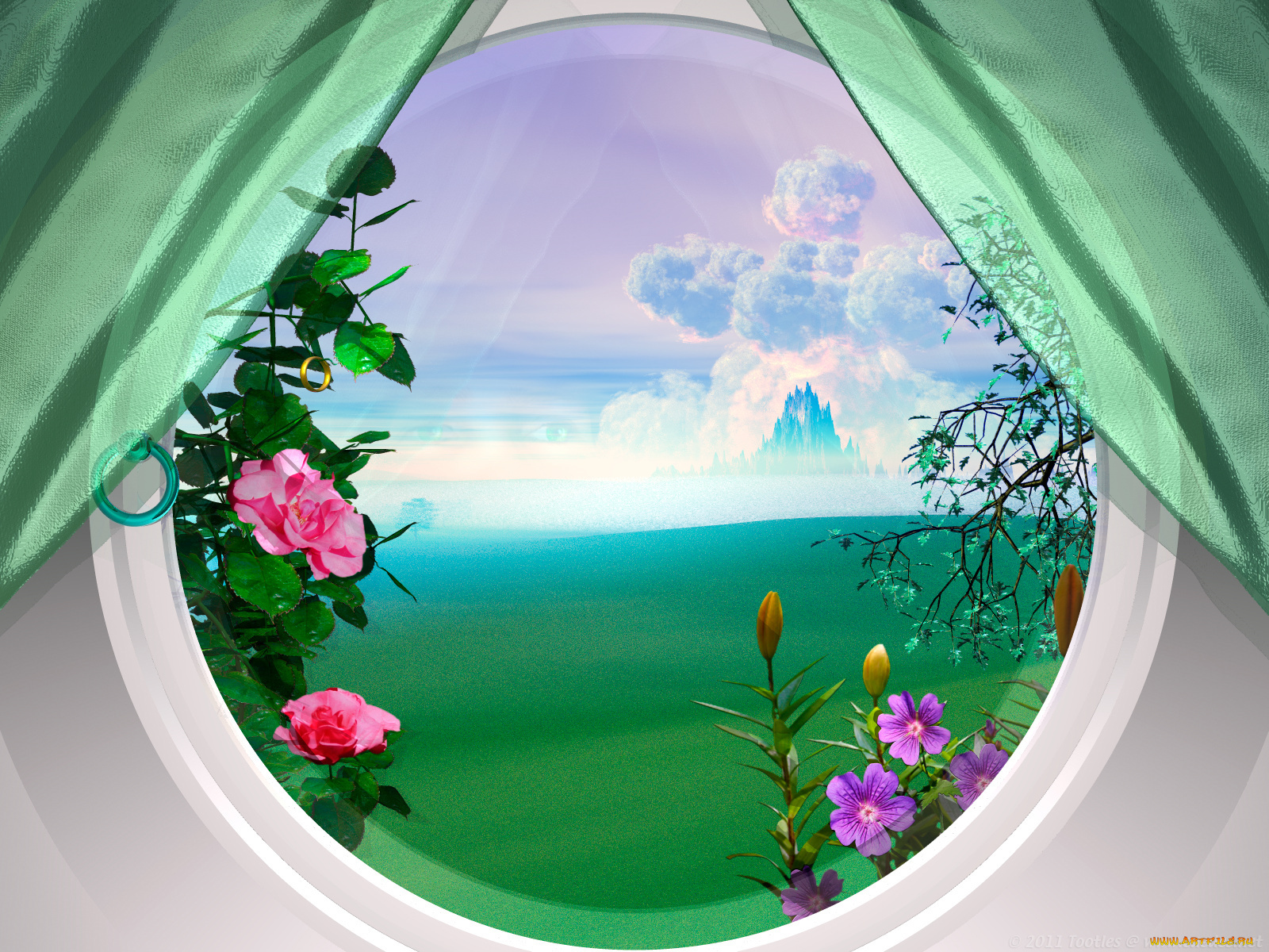 разное, компьютерный, дизайн, цветы, шторы