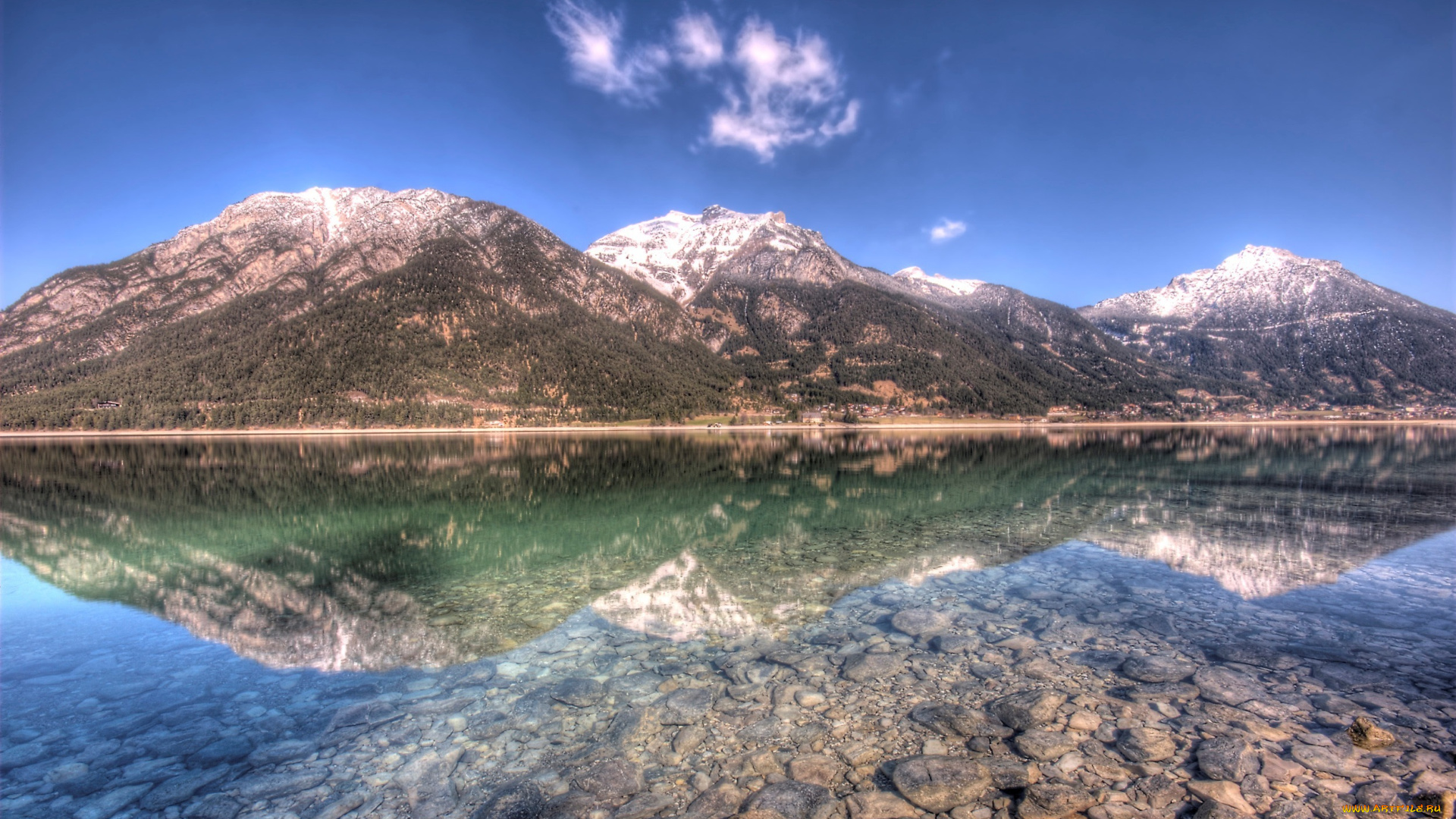 природа, горы, пейзаж, дно, озеро, отражение