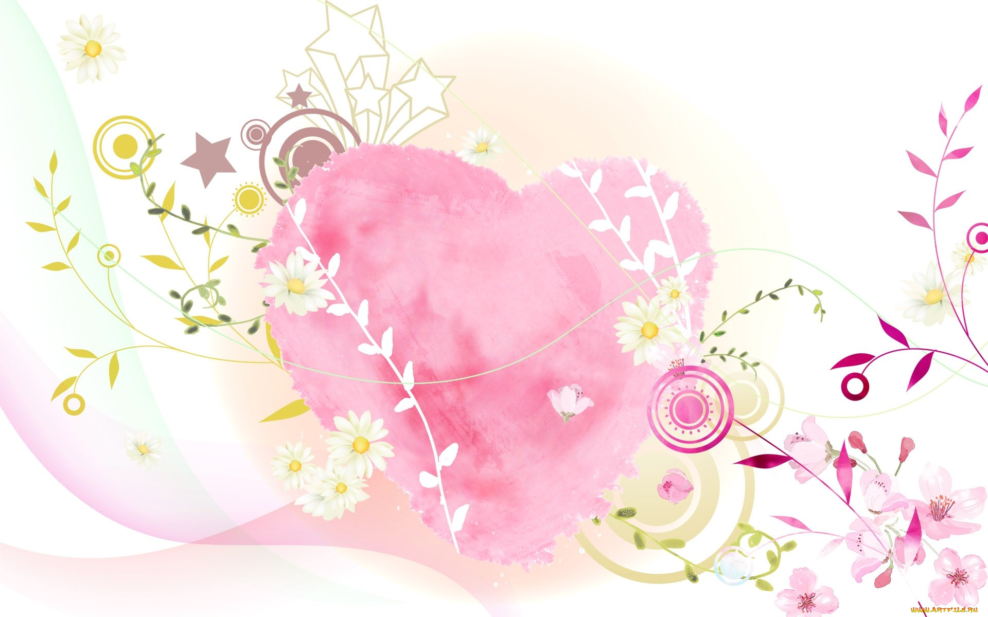 праздничные, день, св, валентина, сердечки, любовь, звезды, сердце, цветы