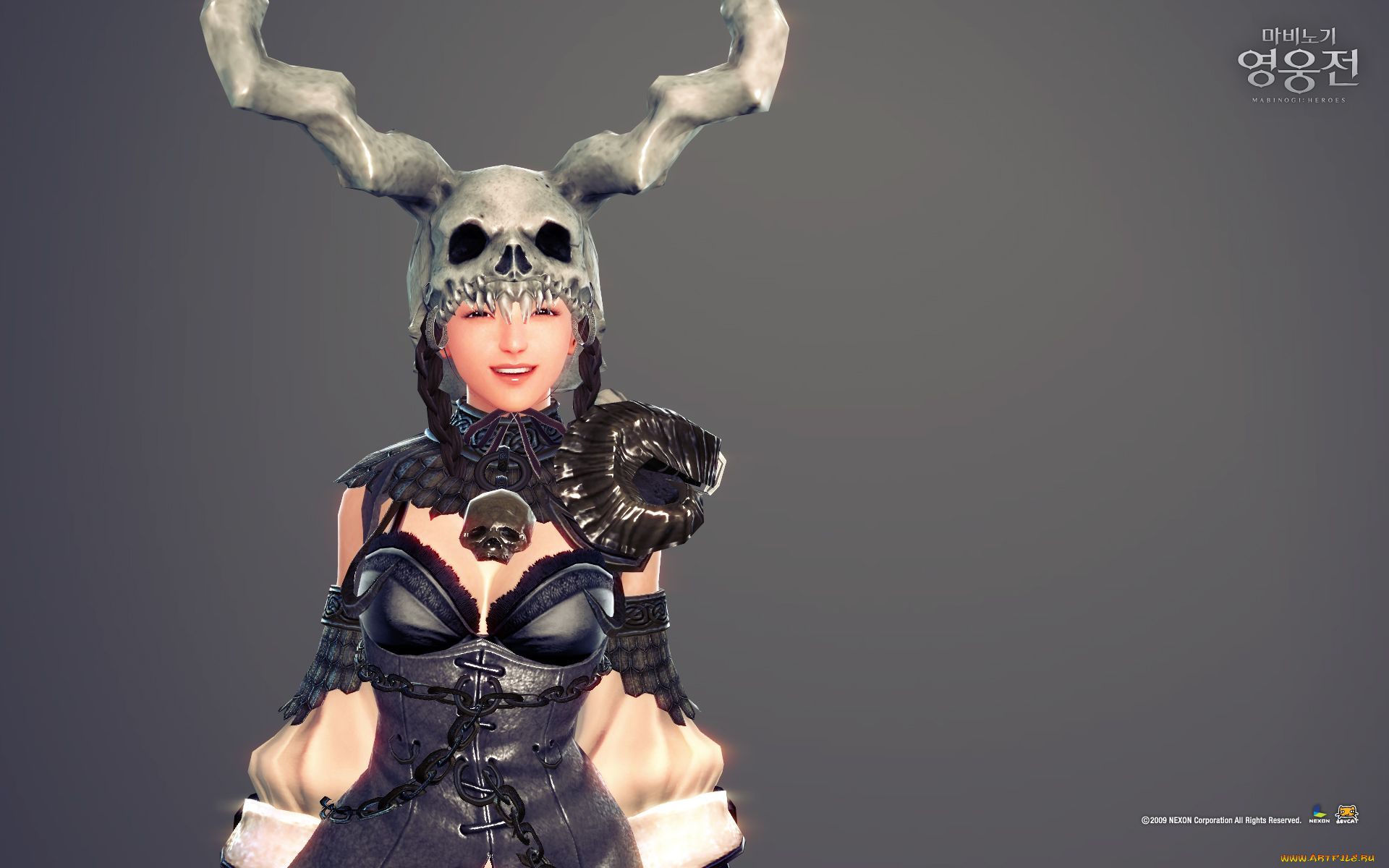 видео, игры, vindictus, череп, девушка