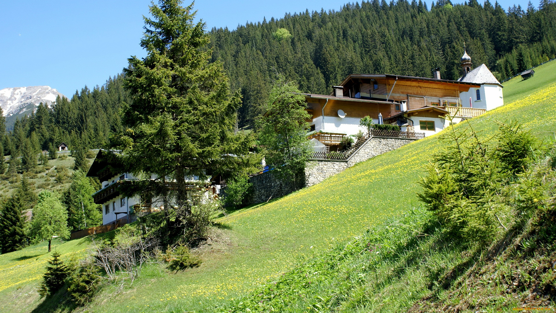 австрия, тироль, берванг, города, пейзажи, горы