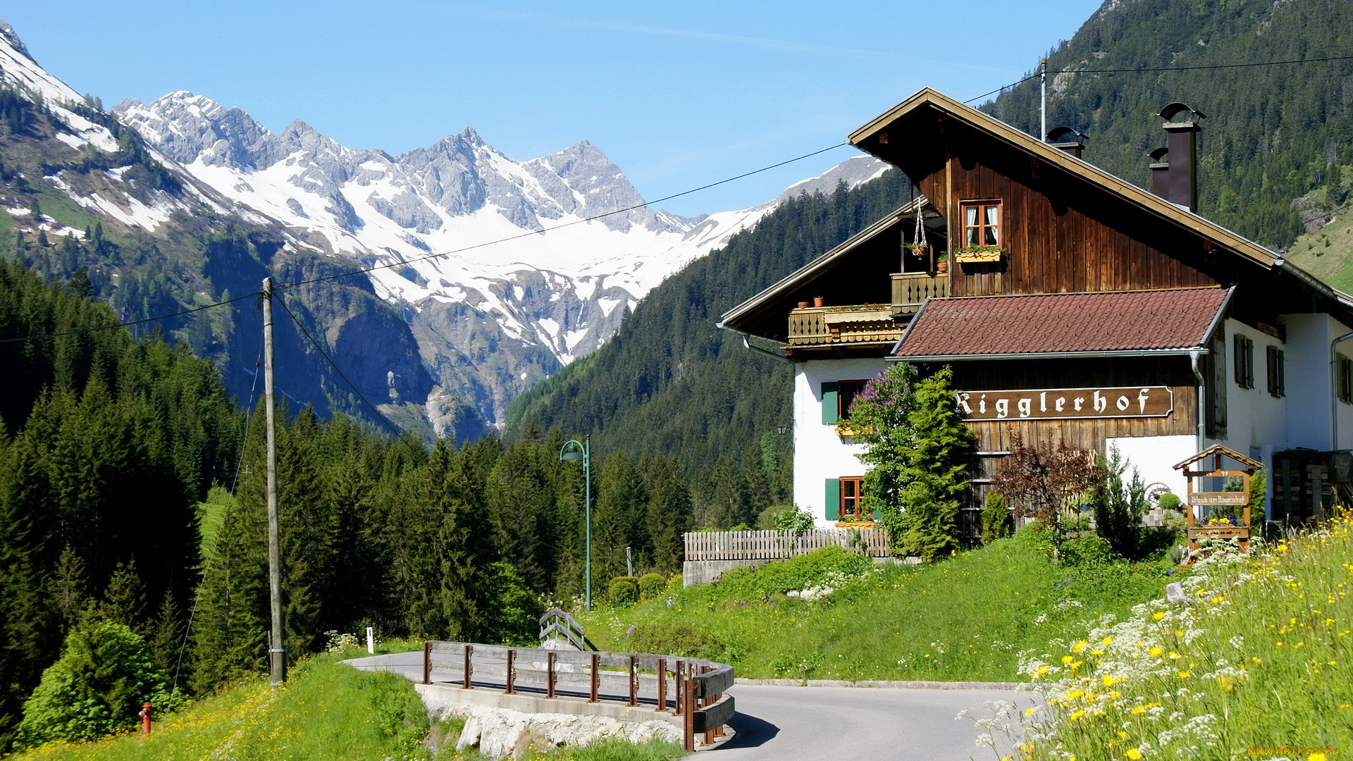 австрия, тироль, хинтерхорнбах, города, пейзажи, горы