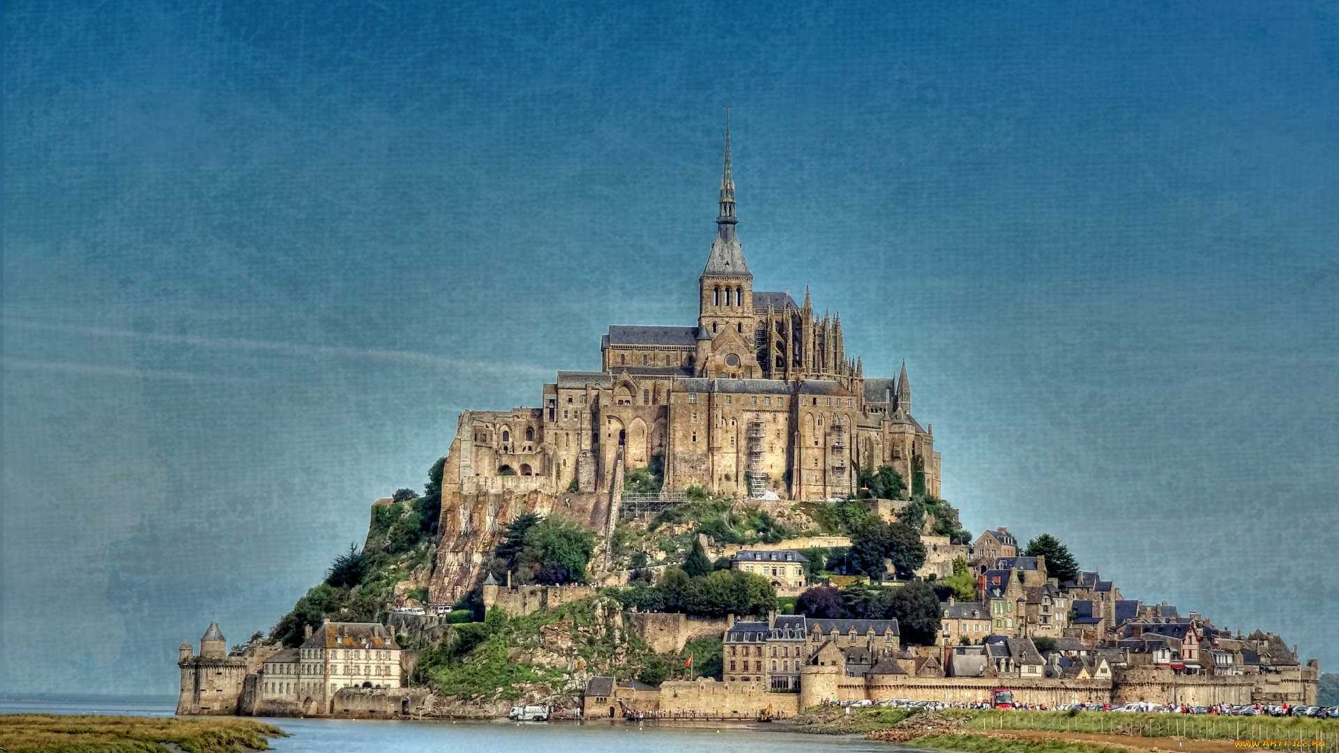 города, крепость, мон, сен, мишель, франция, аббатство, каменный