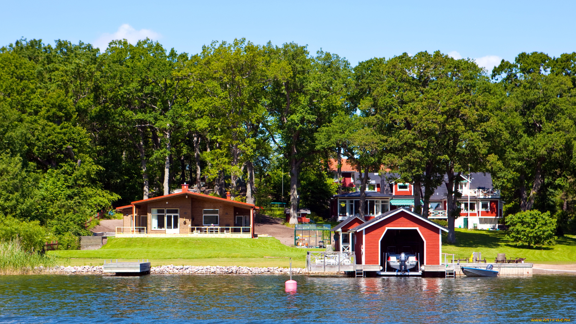 швеция, resarо, города, улицы, площади, набережные, река, дома, лес