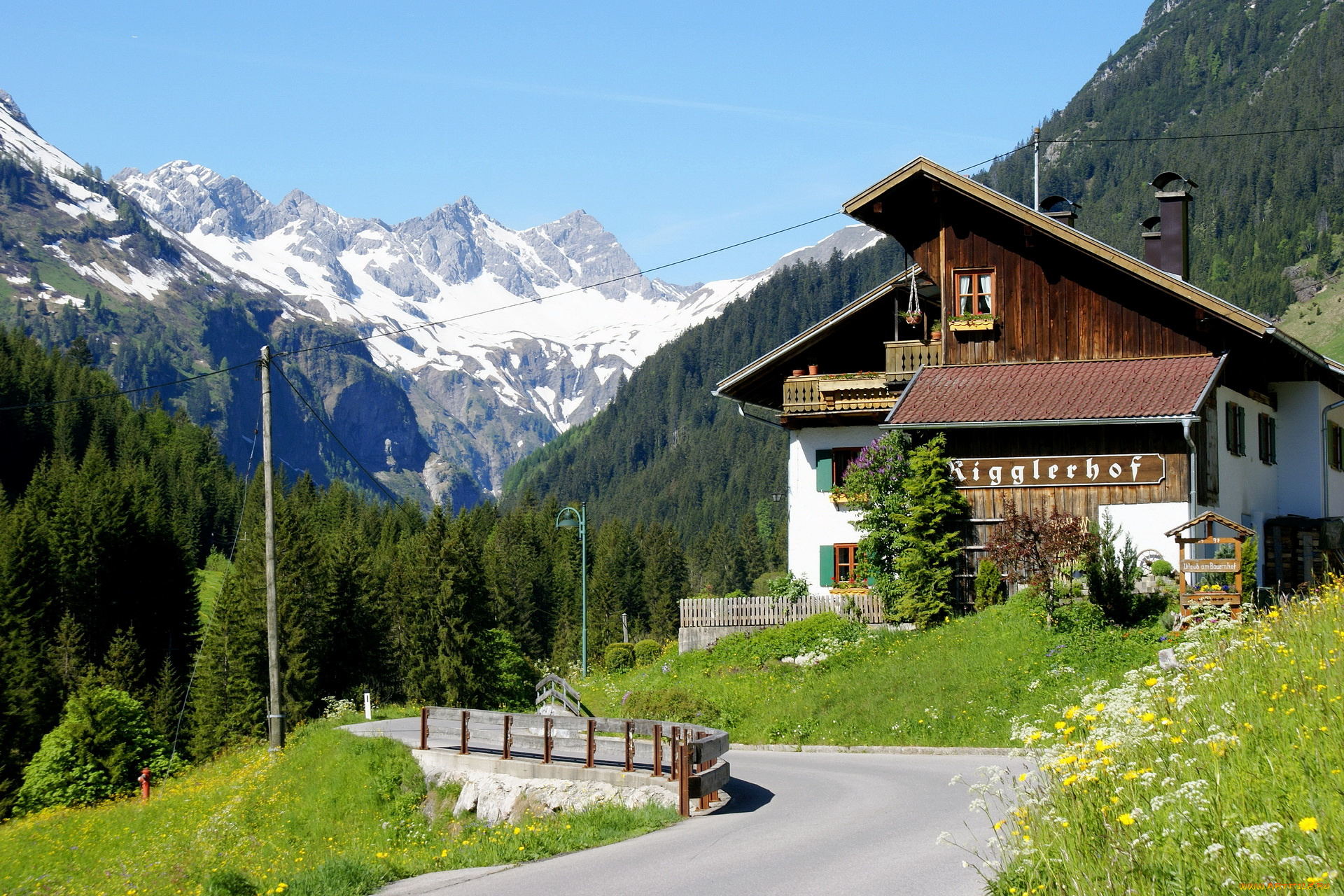 австрия, тироль, хинтерхорнбах, города, пейзажи, горы