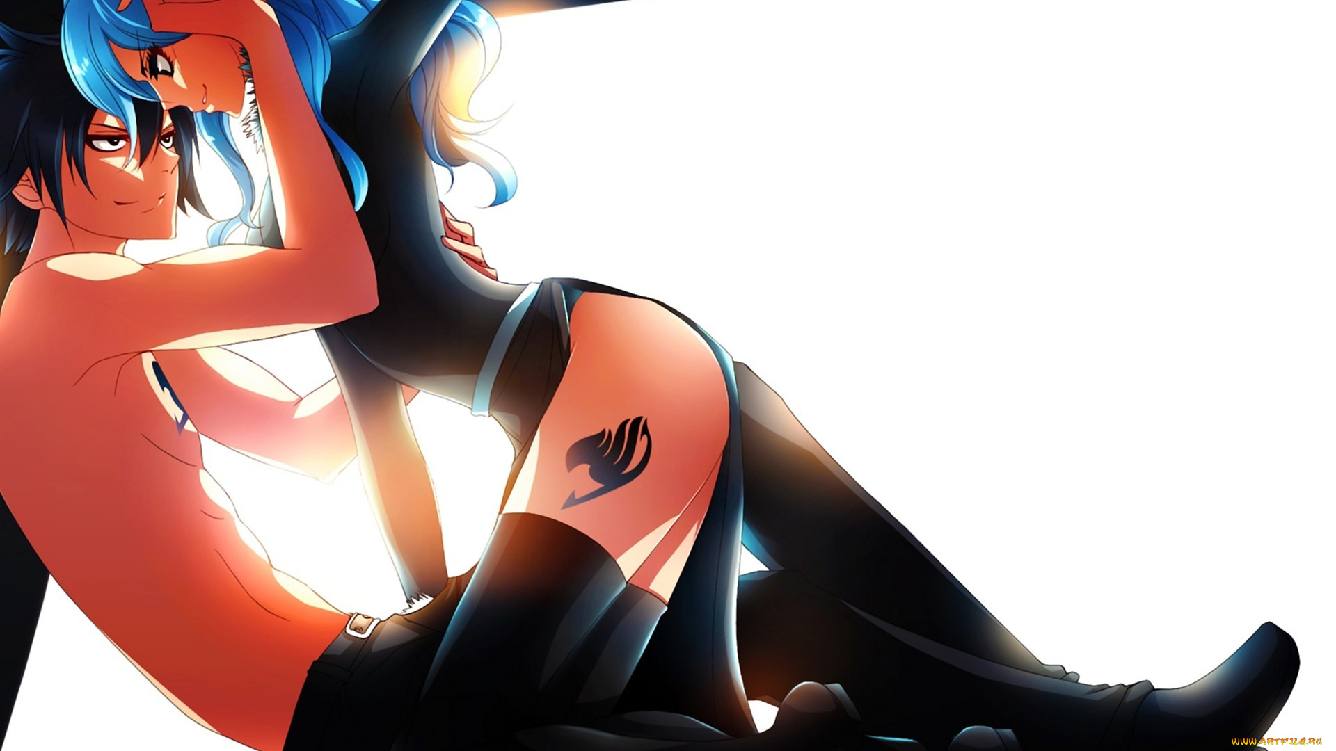 аниме, fairy, tail, пара, джуви, грей