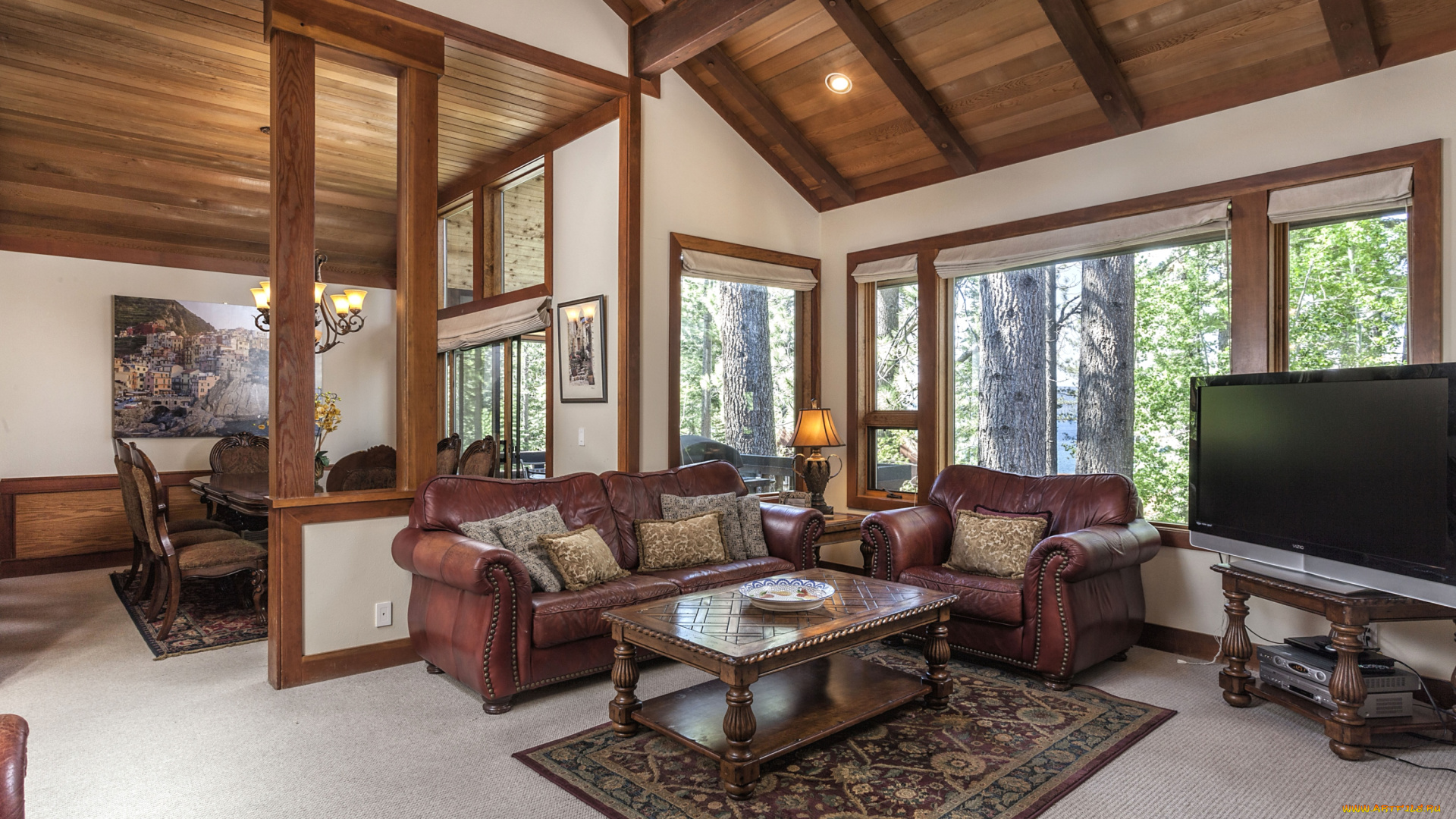 интерьер, гостиная, плазма, диван, кресло, столик