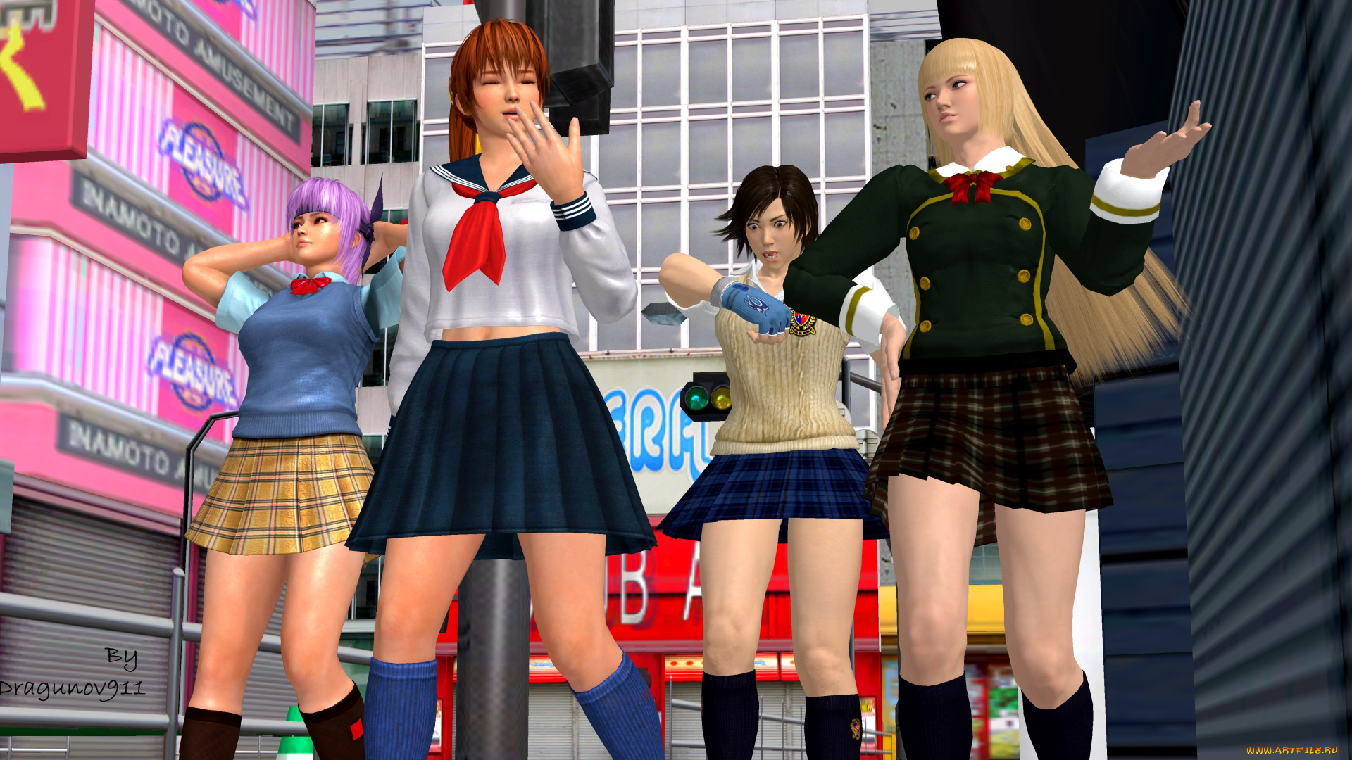 3д, графика, аниме, , anime, девушки, взгляд, улыбка