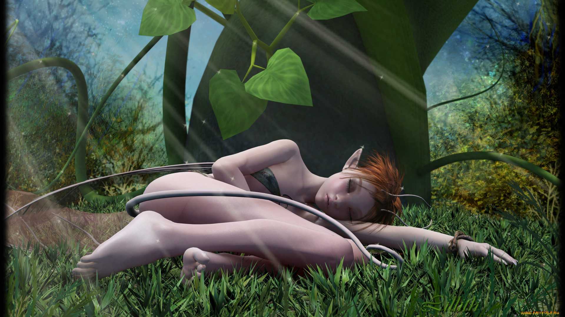 3д, графика, эльфы, , elves, сон, эльфийка