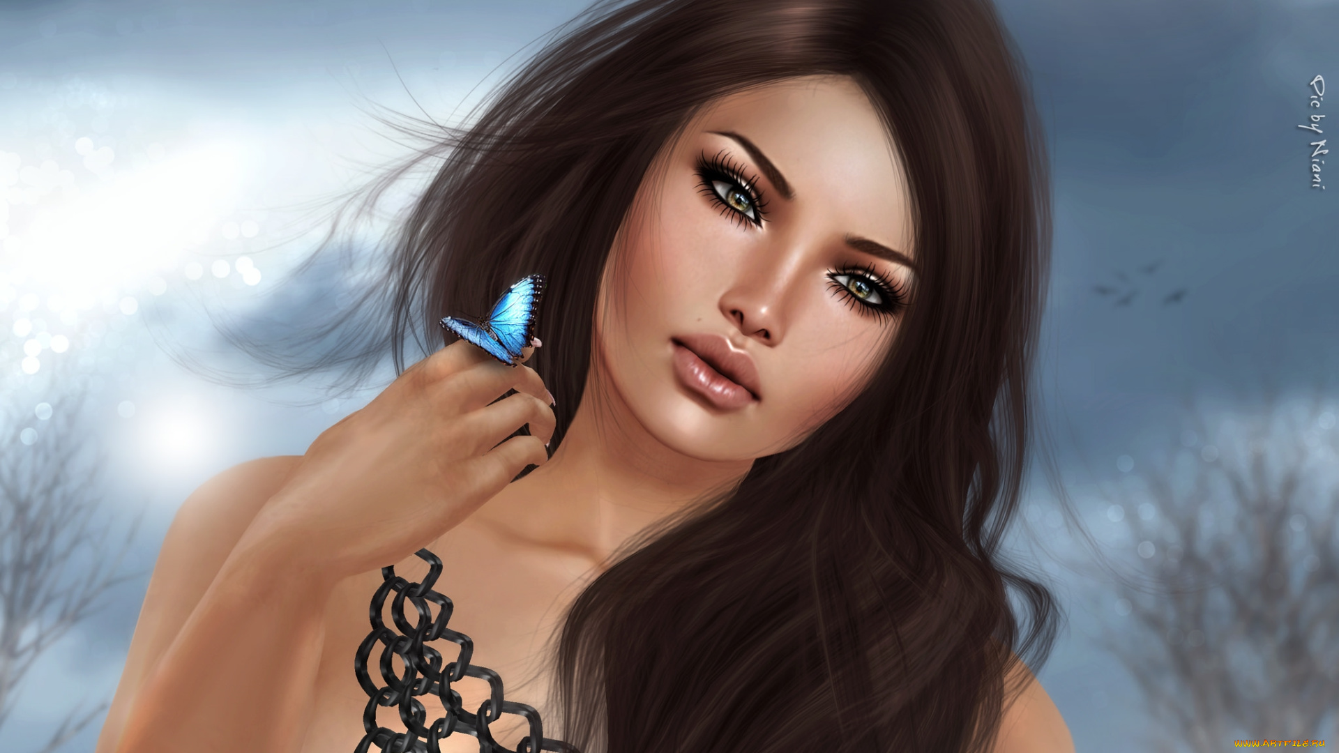 3д, графика, портрет, , portraits, бабочка