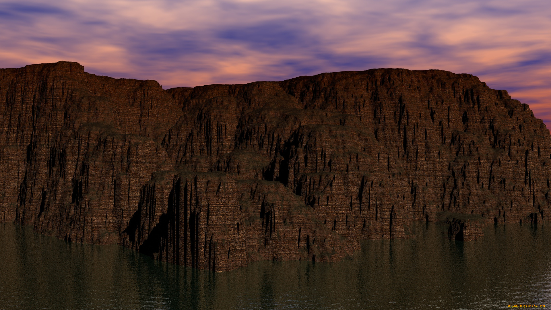 3д, графика, природа, , nature, небо, скала, вода