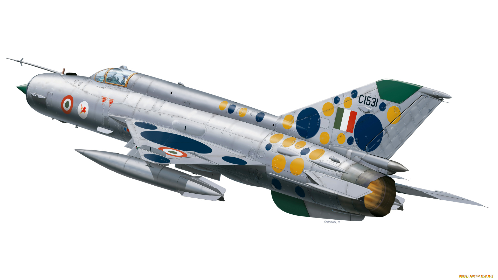 авиация, 3д, рисованые, v-graphic, миг-21