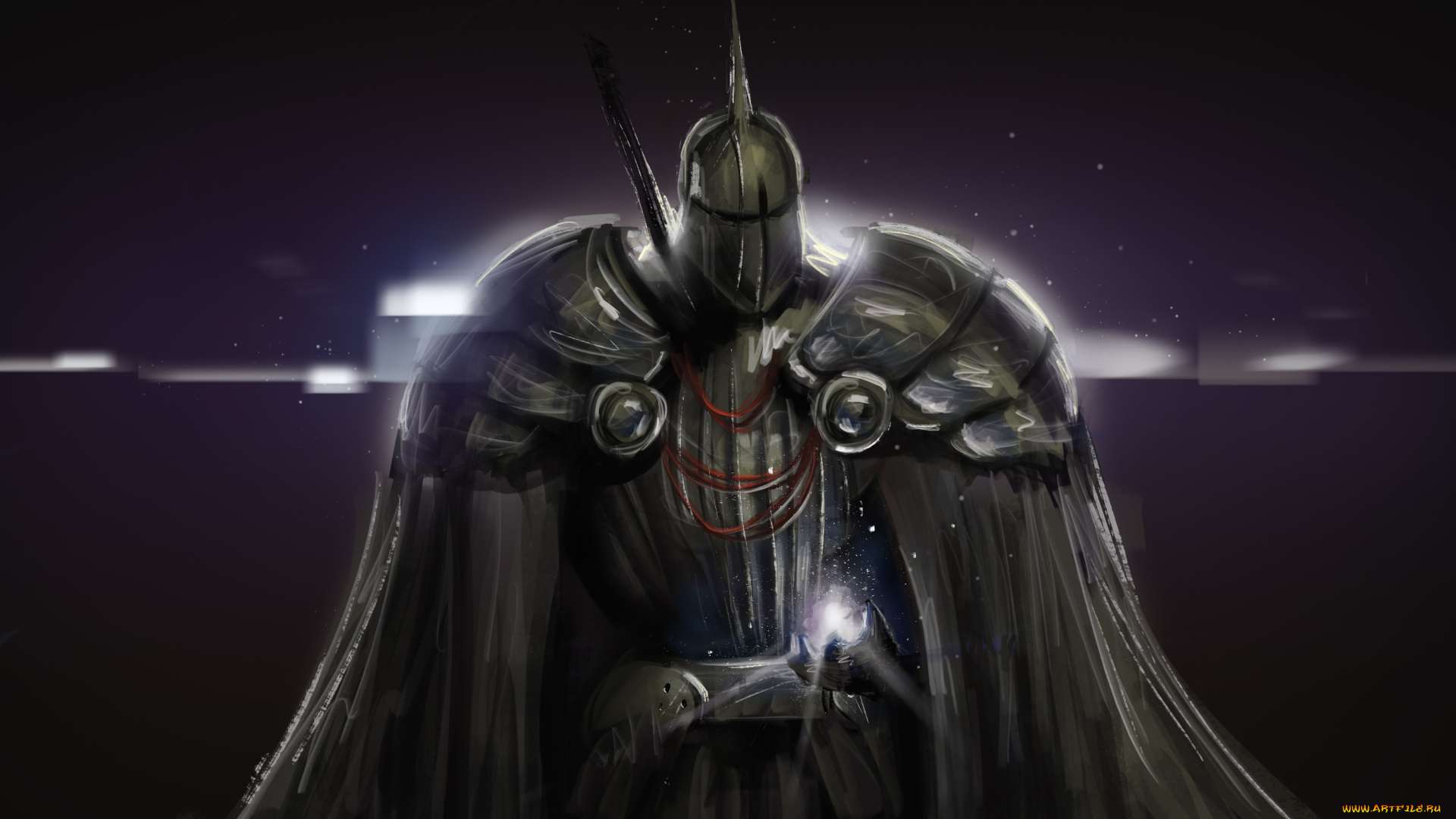 фэнтези, люди, доспехи, шлем, плащ, рыцарь