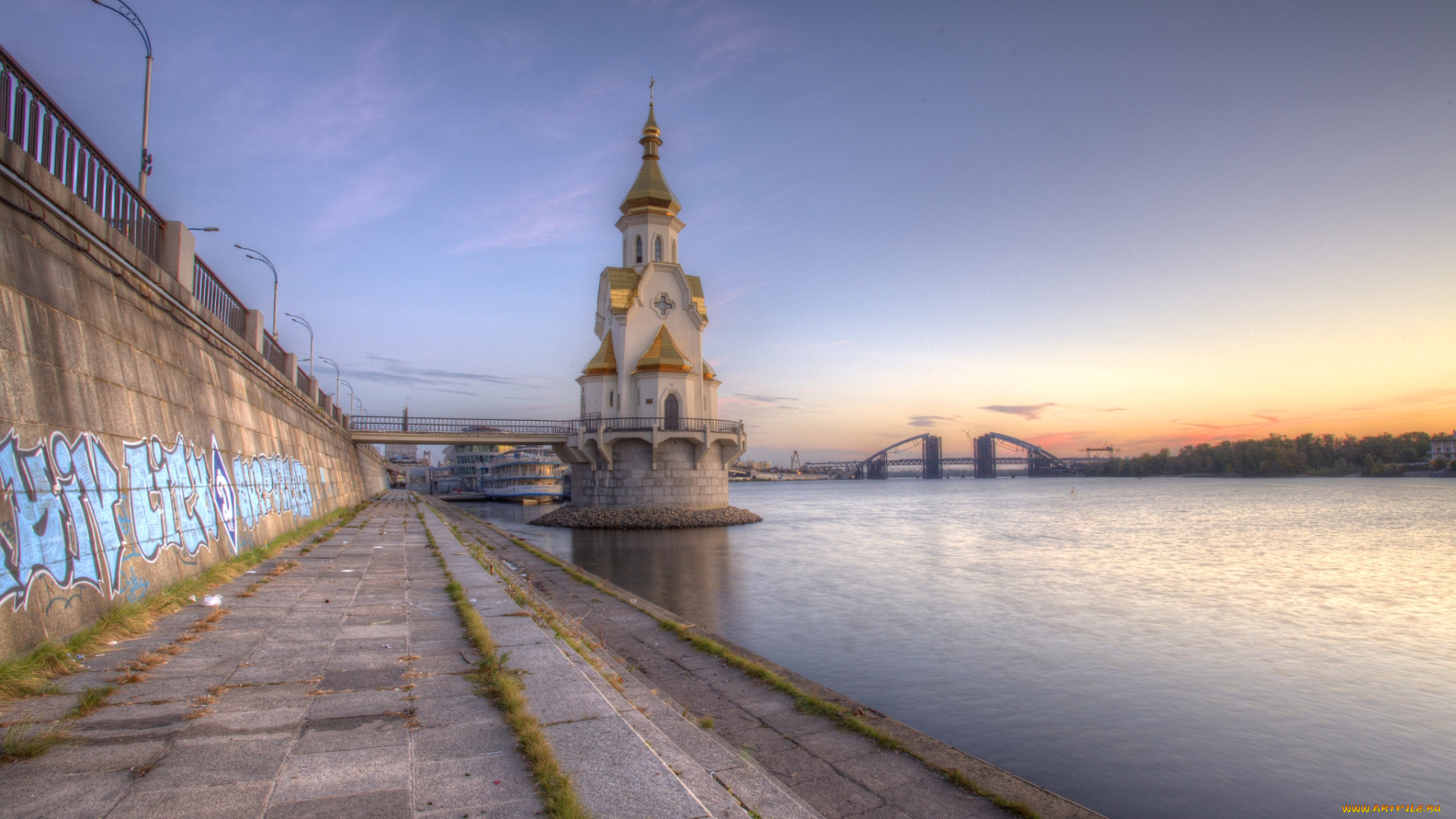города, киев, , украина, днепр, храм, набережная