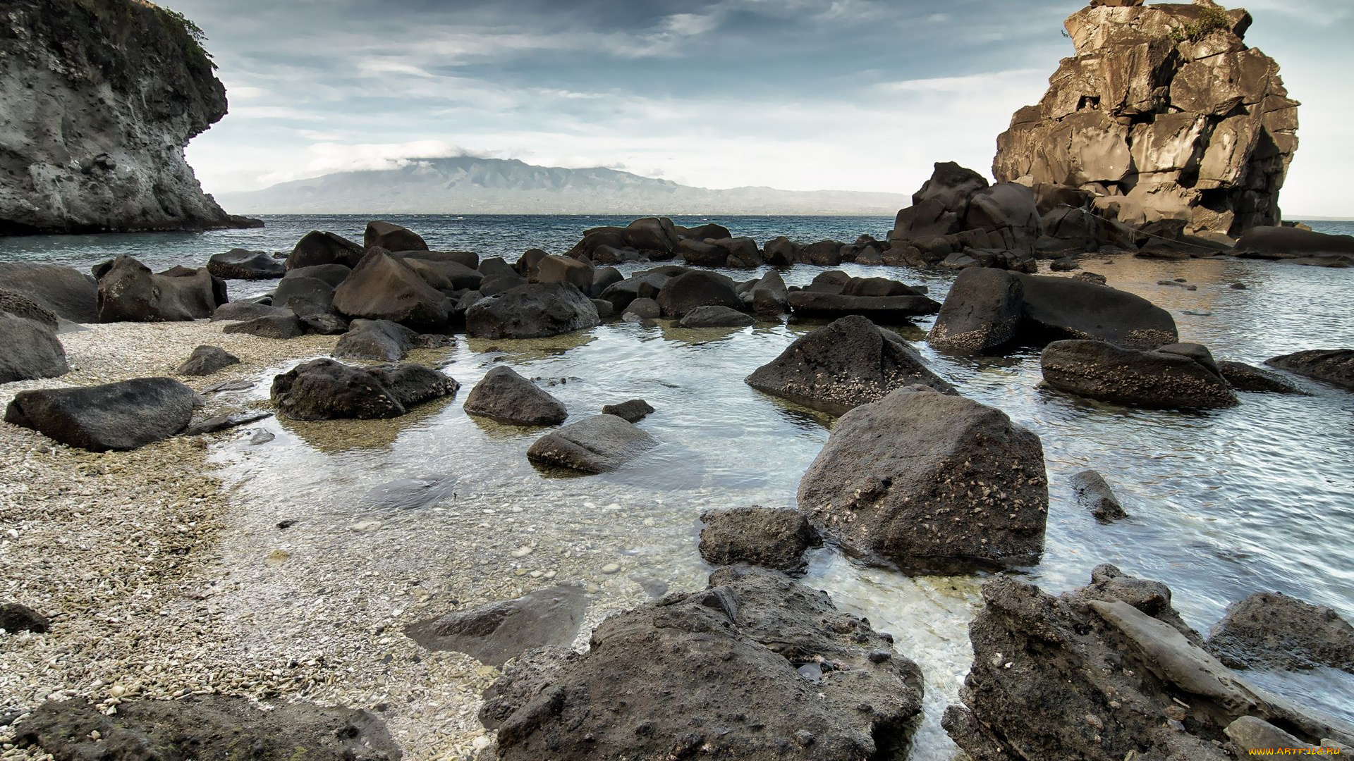 природа, побережье, камни