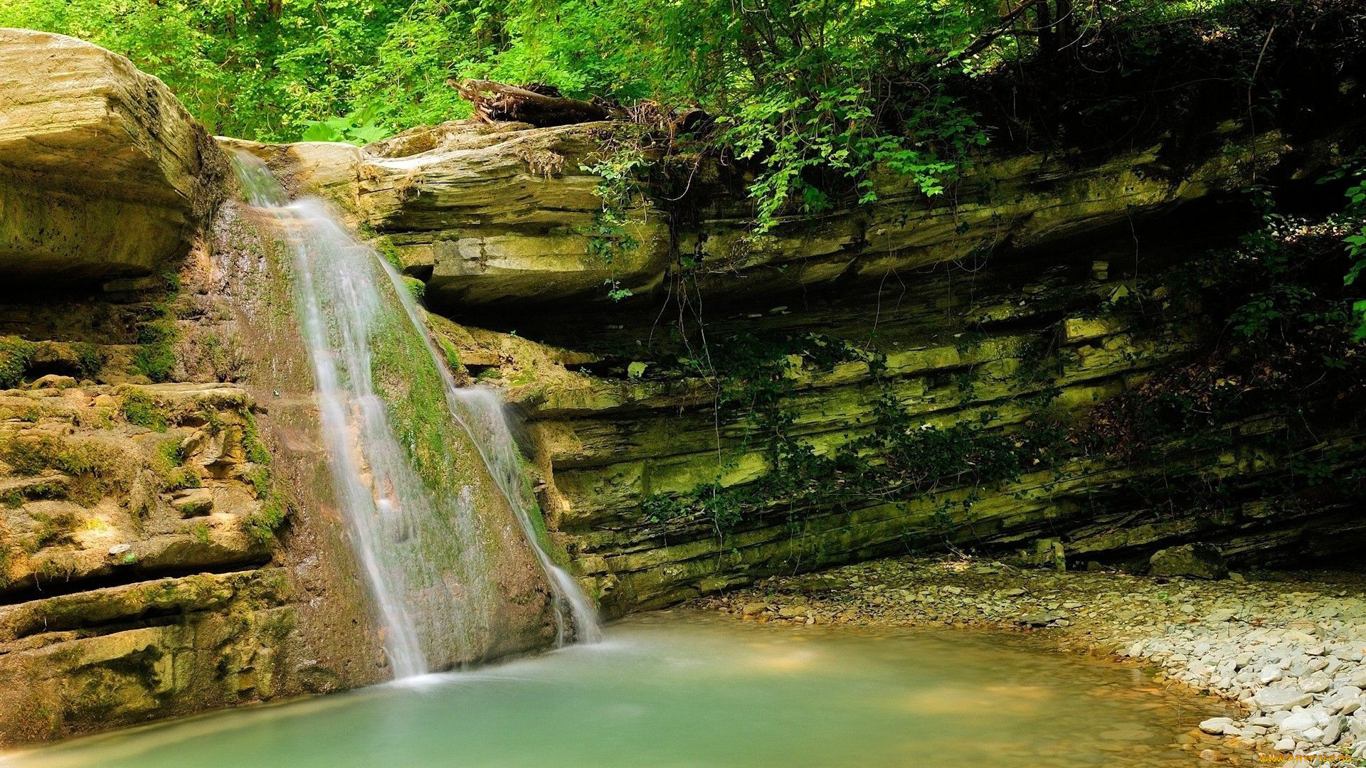 природа, водопады, поток