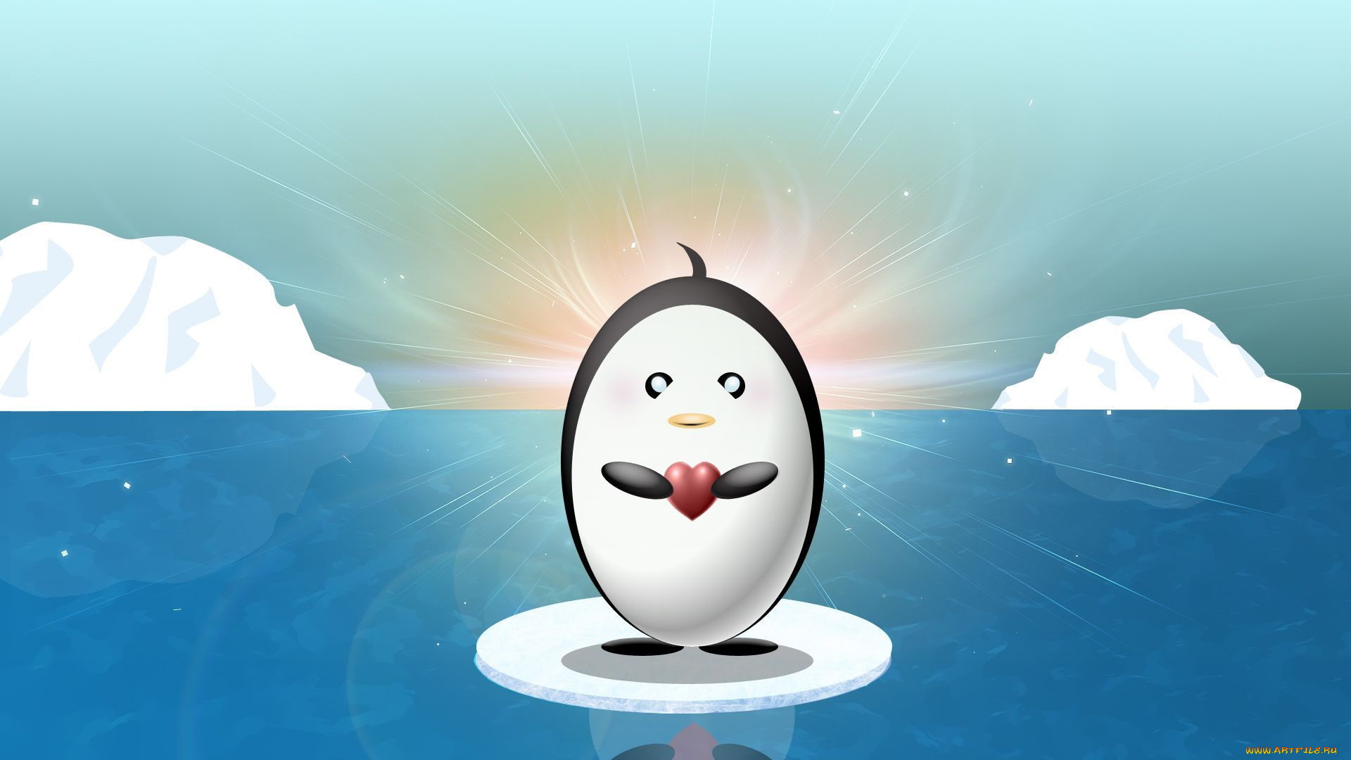 рисованные, минимализм, пингвин