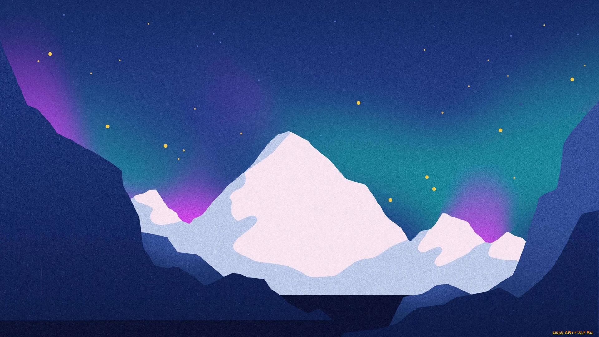 векторная, графика, природа, горы, снег