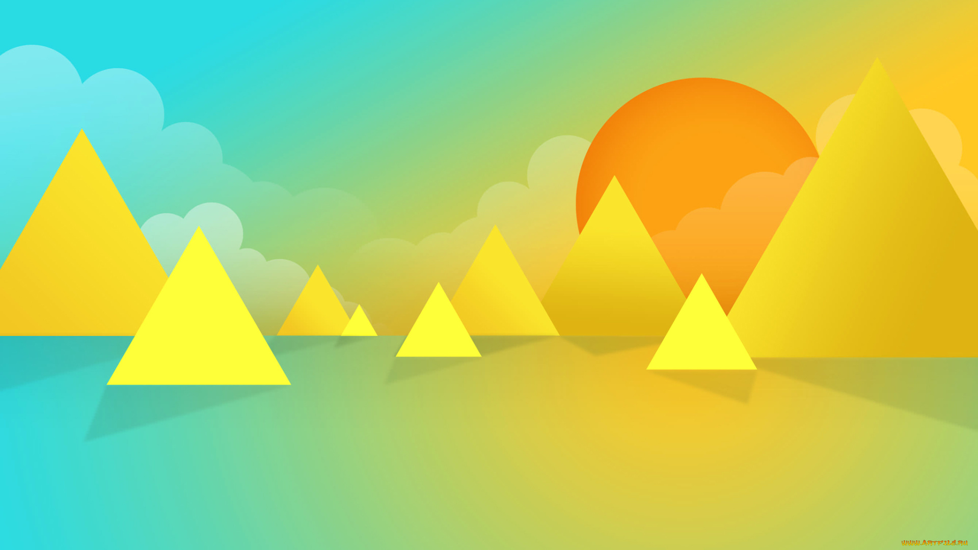 векторная, графика, природа, солнце