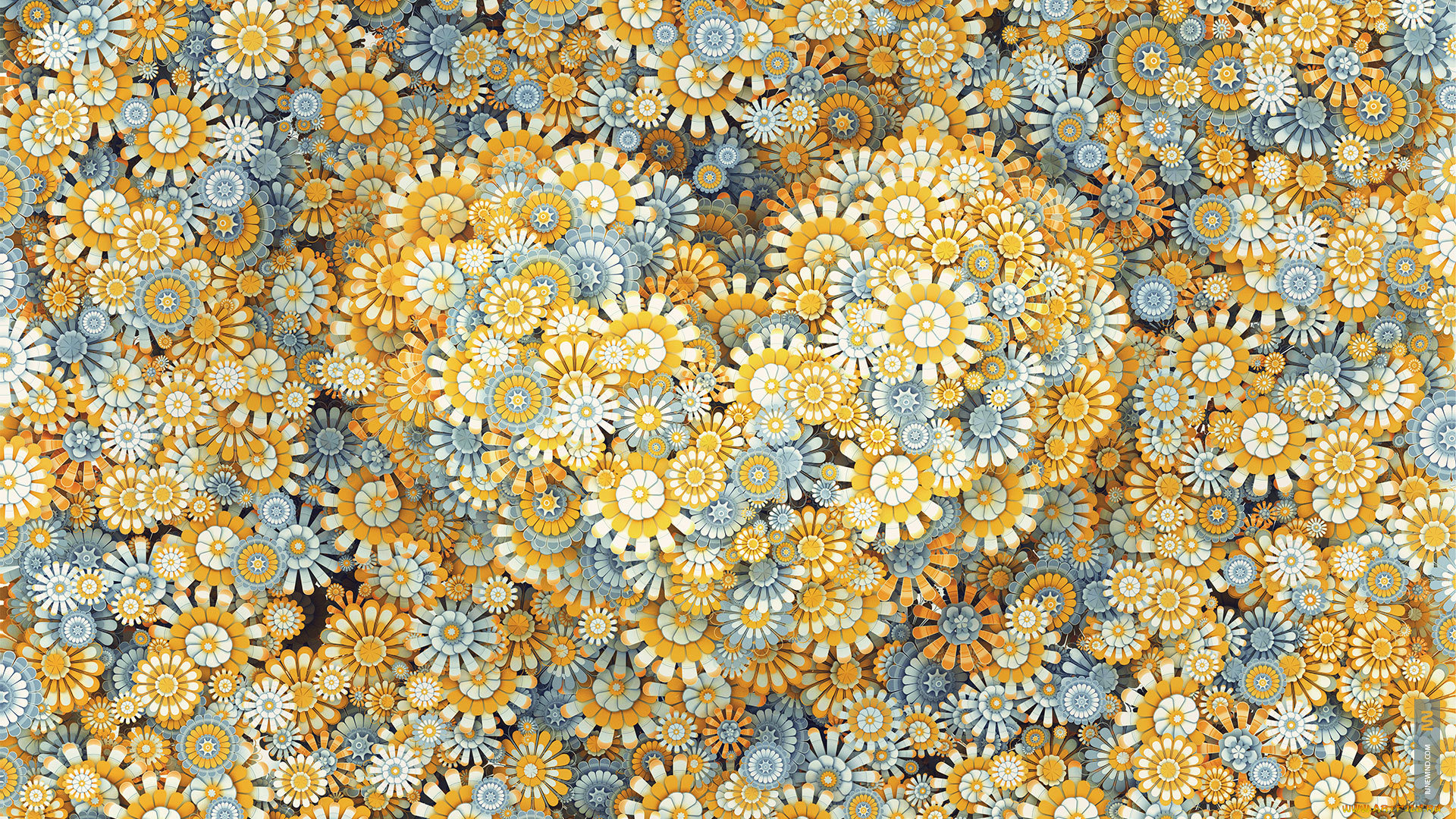 векторная, графика, сердечки, сердце, цветы