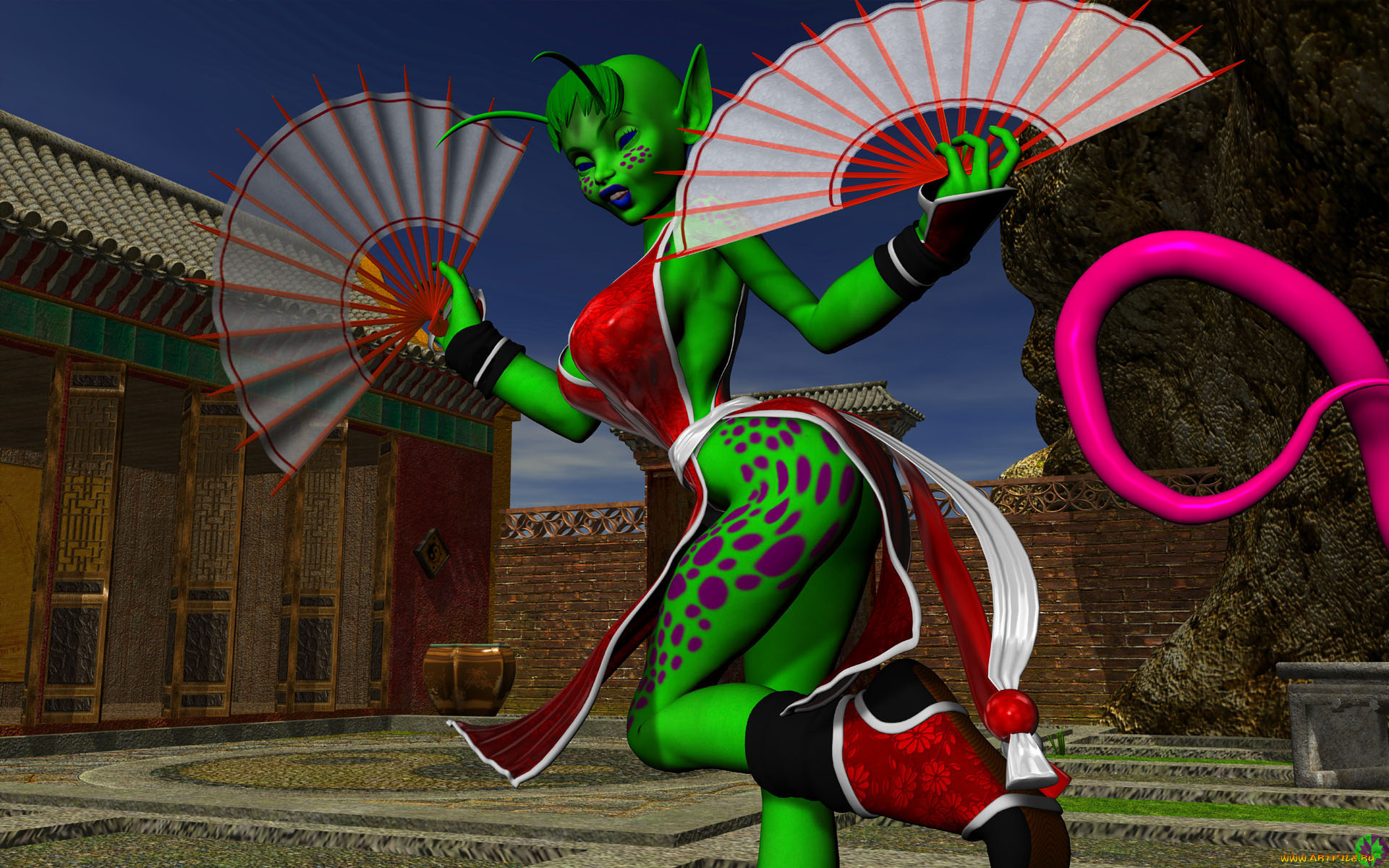 3д, графика, эльфы, , elves, эльфийка, веера