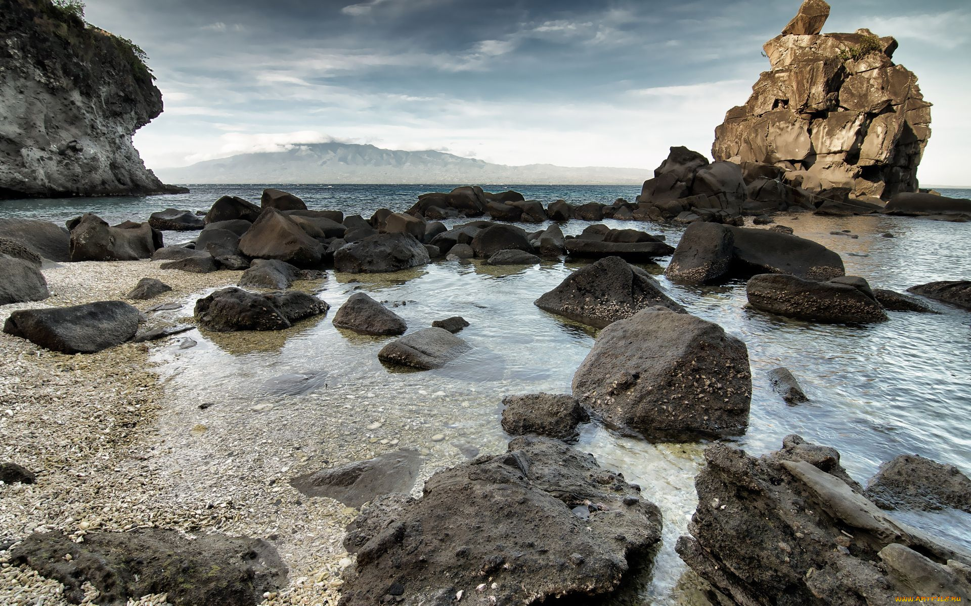 природа, побережье, камни