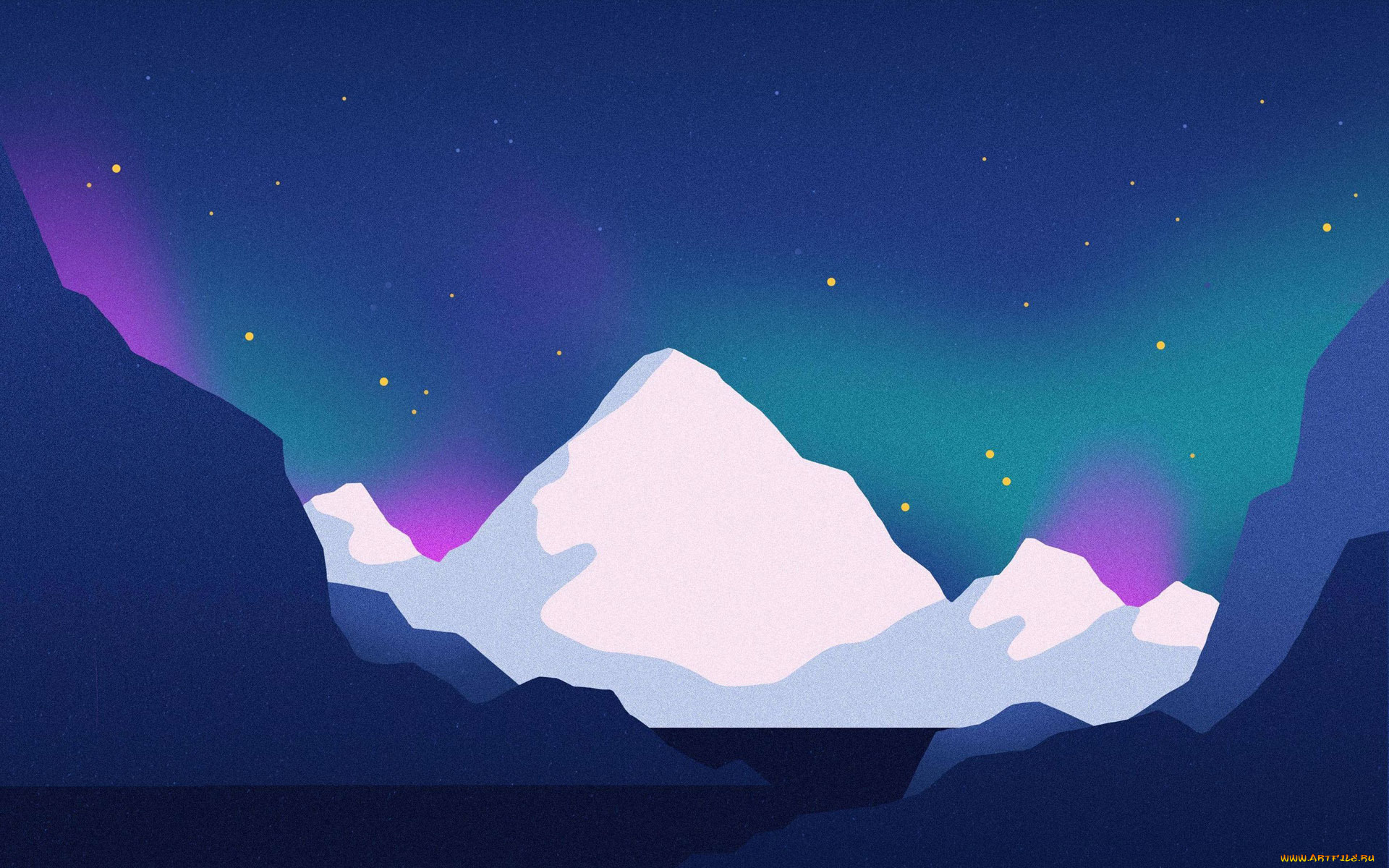 векторная, графика, природа, горы, снег