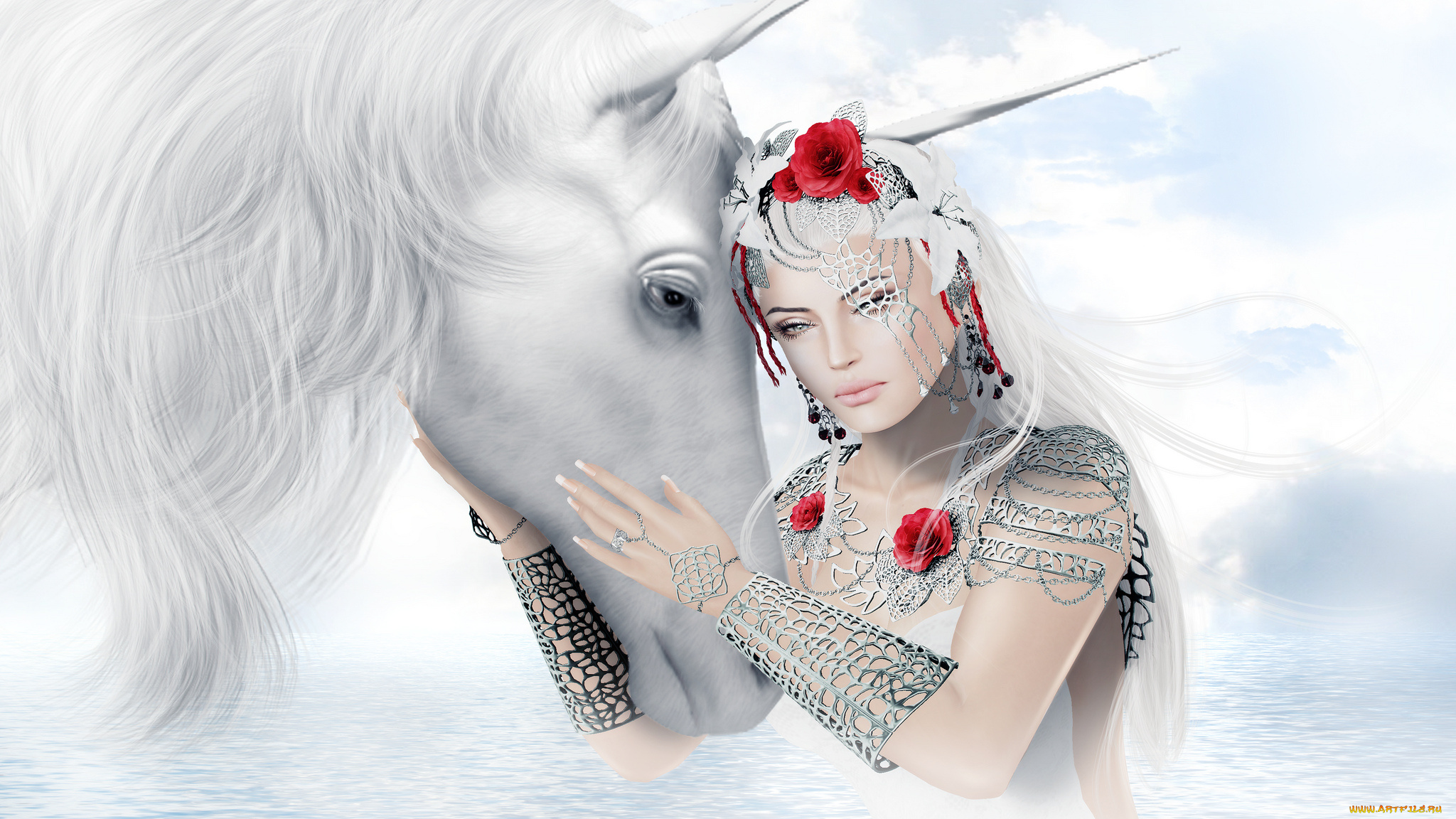 3д, графика, фантазия, , fantasy, единорог