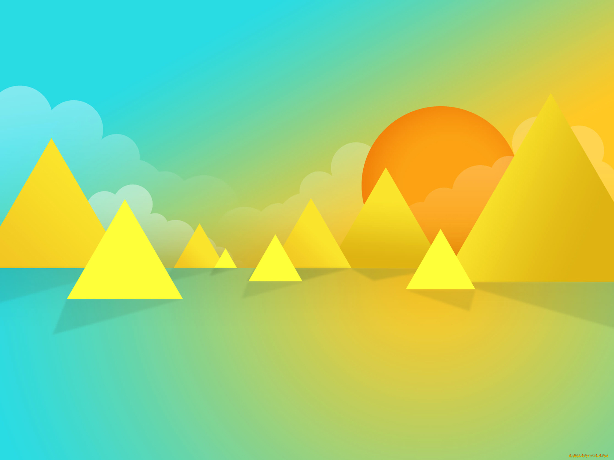 векторная, графика, природа, солнце