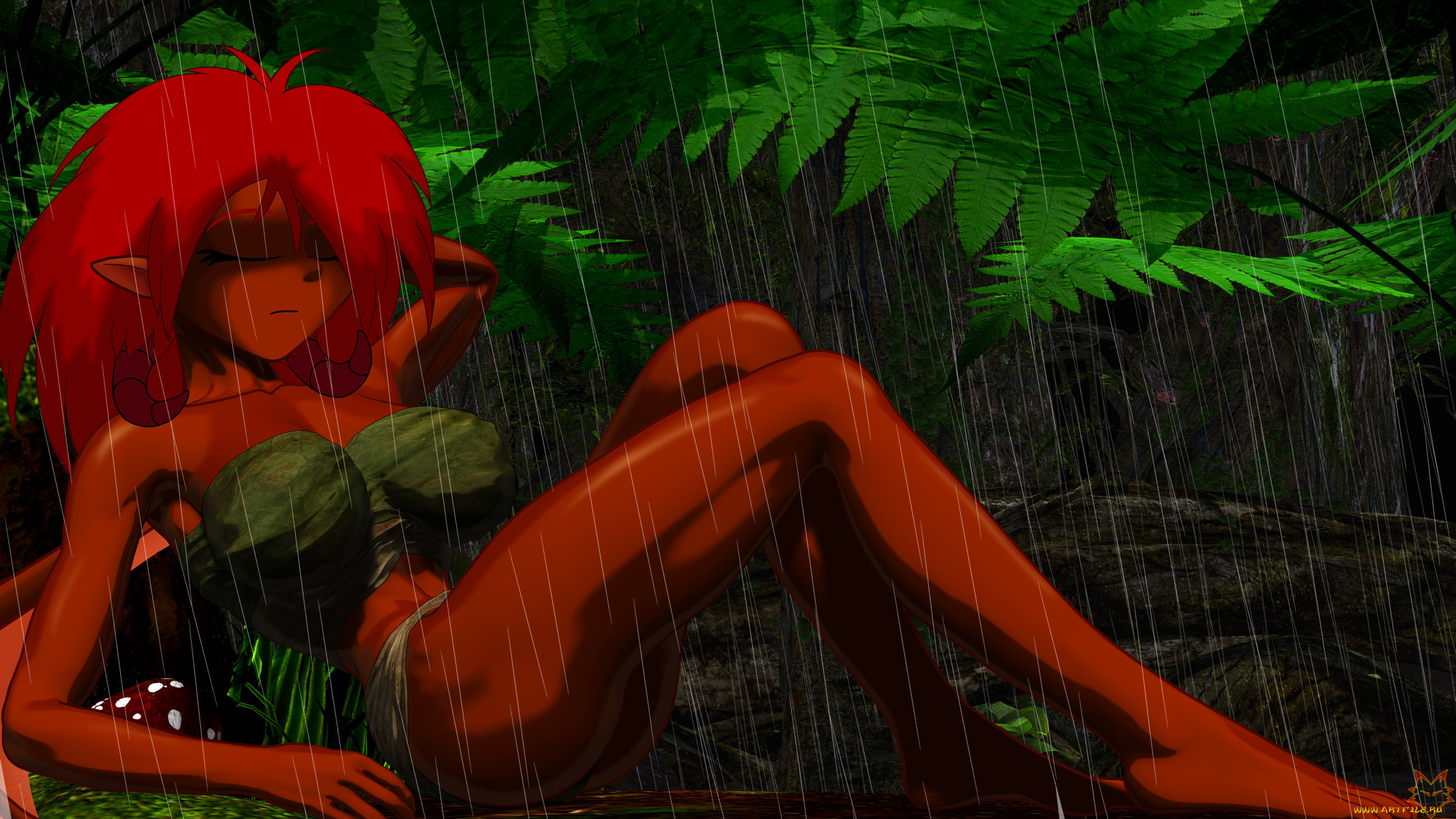 рисованные, -, другое, эльфийка, взгляд, демон, девушка, крылья