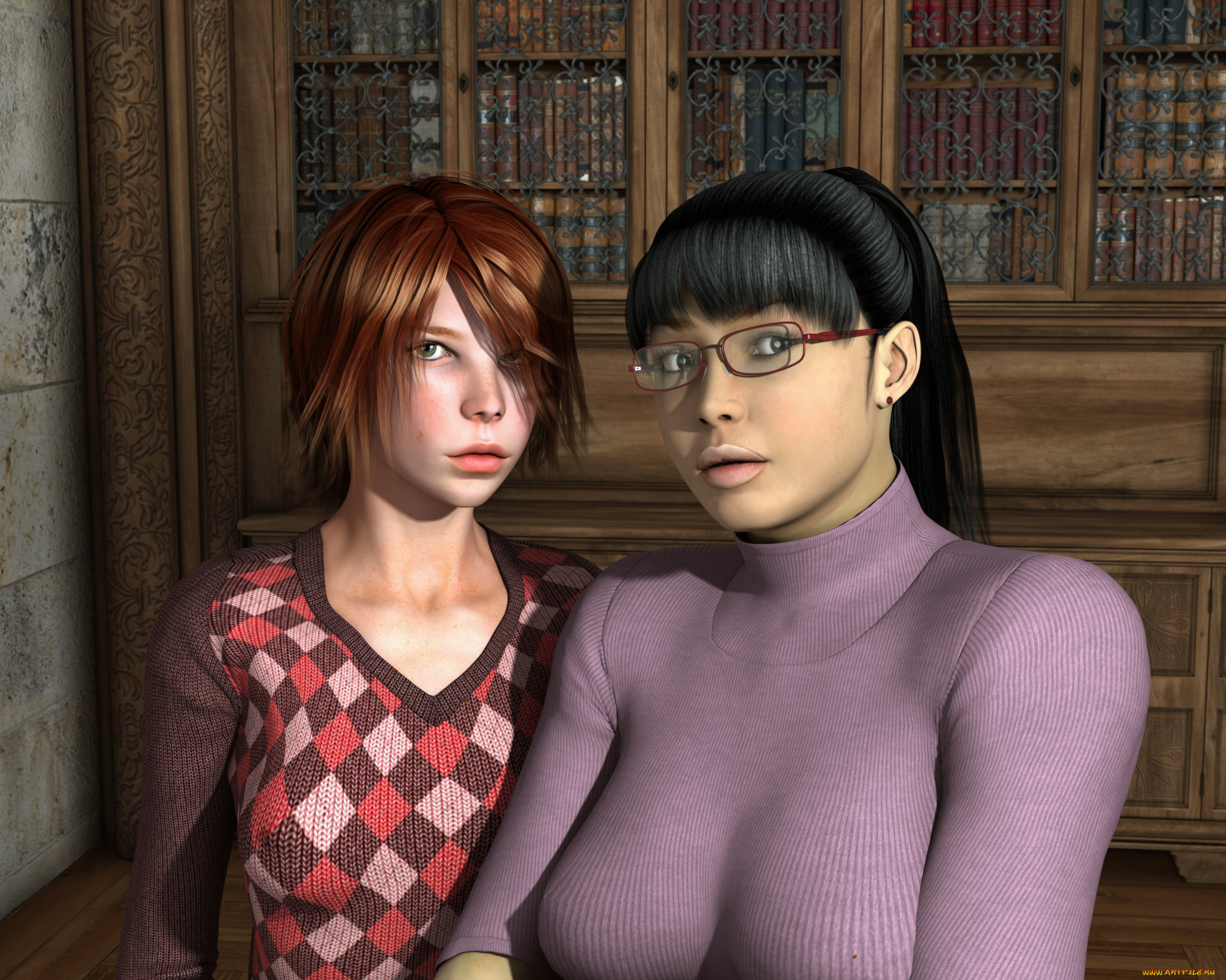 3д, графика, люди, , people, взгляд, девушки